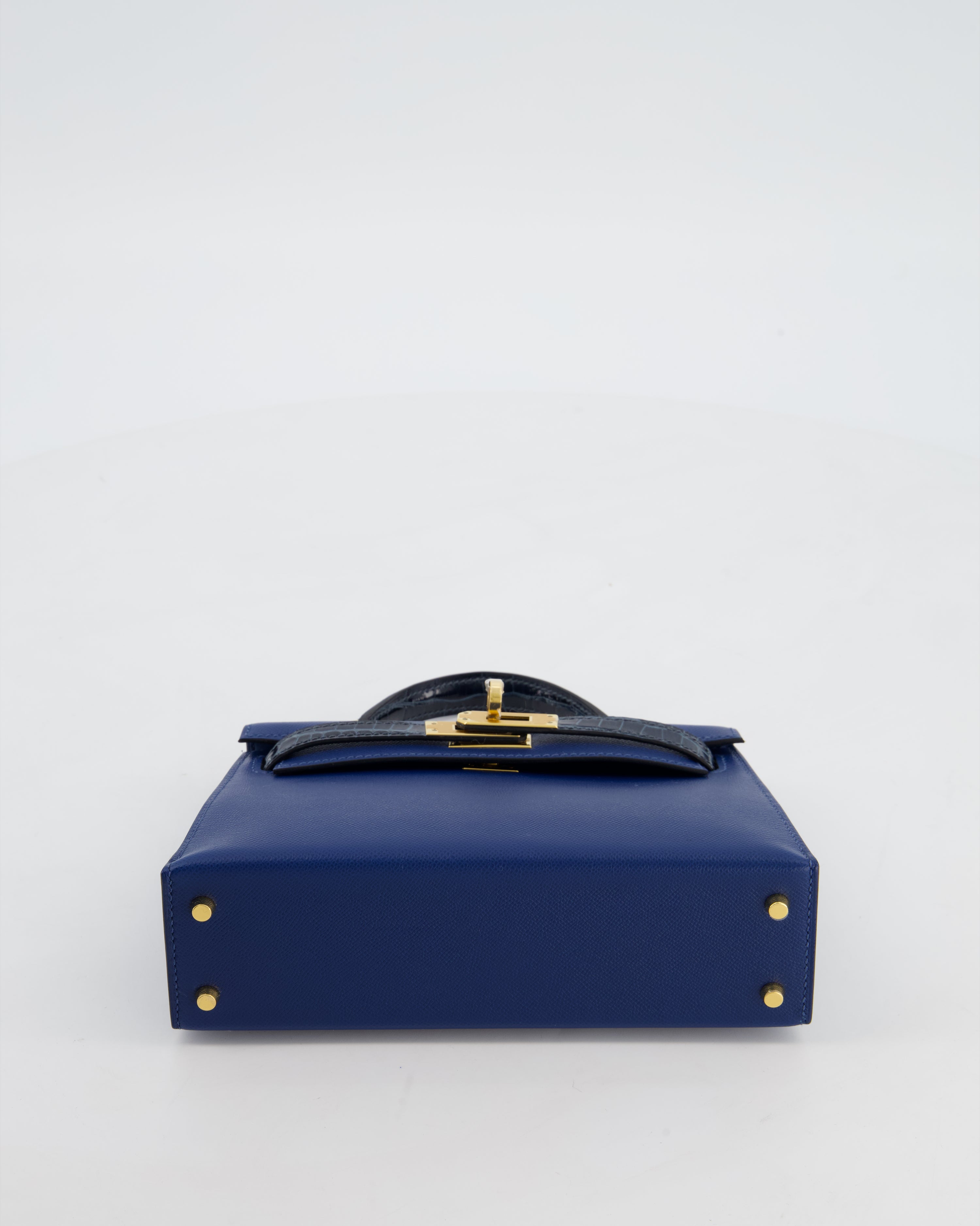 *HOT & RARE* Hermès Mini Kelly II 20cm Touch Bag in Deep Blue Madame and Bleu Baltique Alligator Leather with Gold Hardware