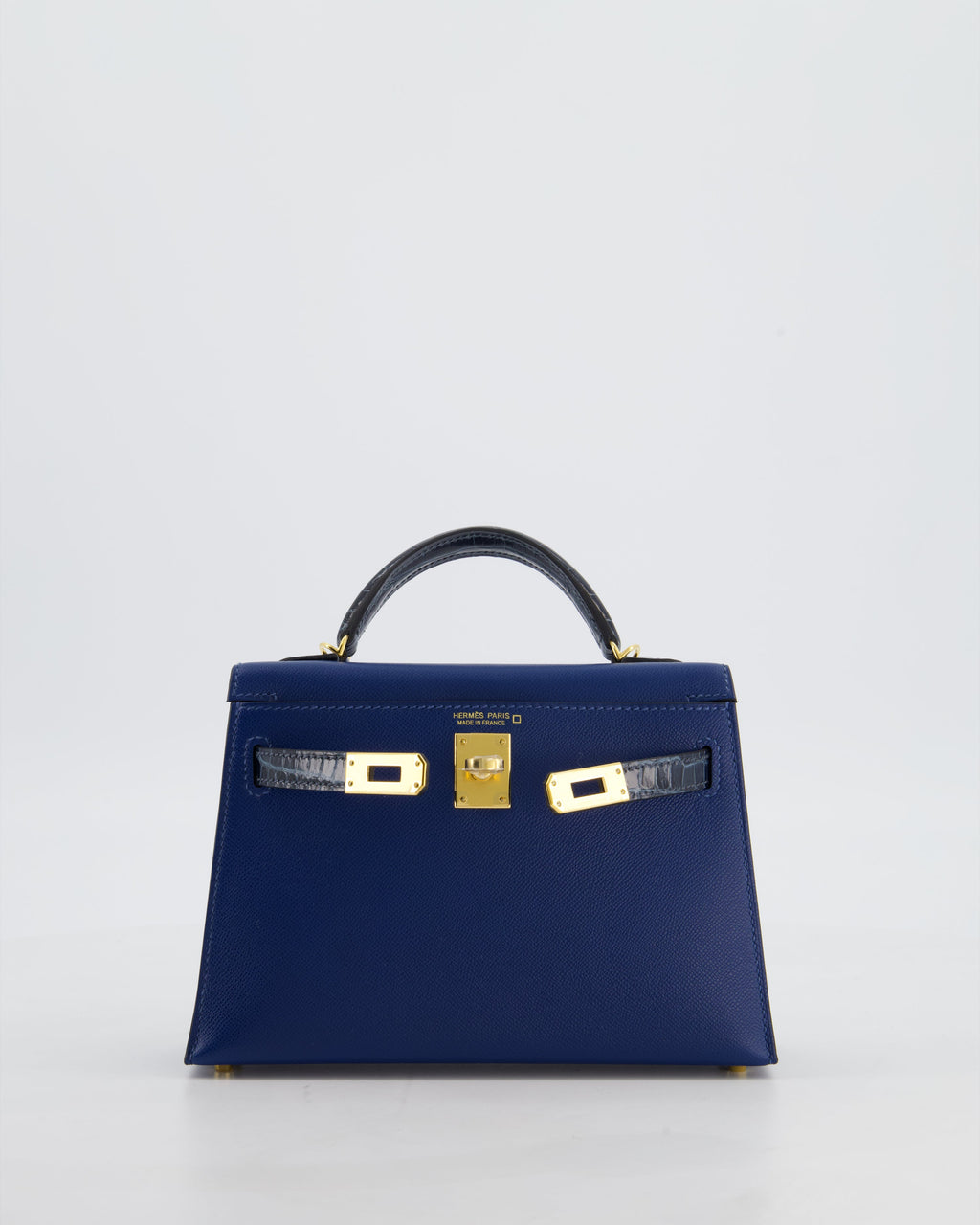 *HOT & RARE* Hermès Mini Kelly II 20cm Touch Bag in Deep Blue Madame and Bleu Baltique Alligator Leather with Gold Hardware
