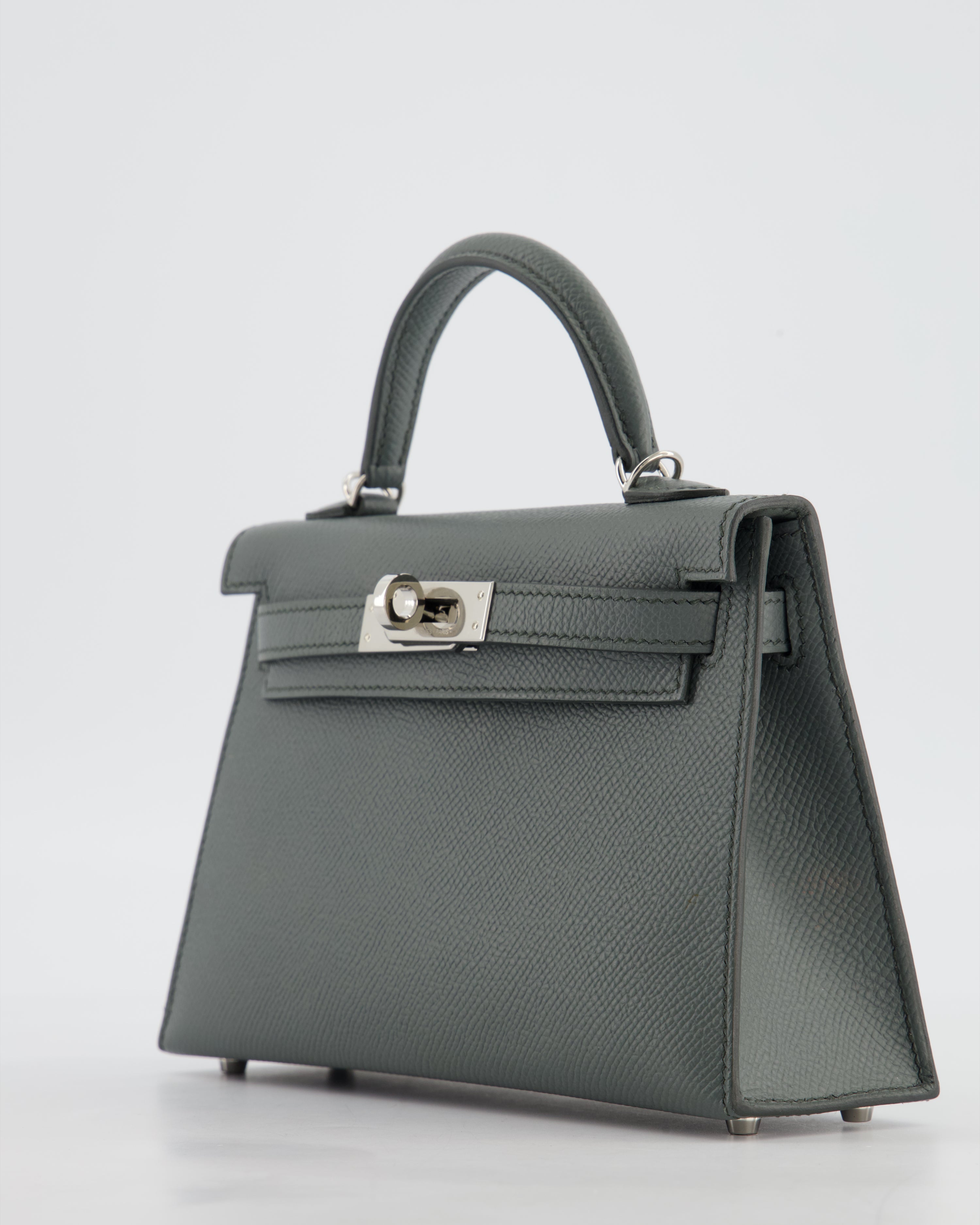 Hermès Mini Kelly II 20 Bag in Vert Amande Epsom Leather with Palladium Hardware
