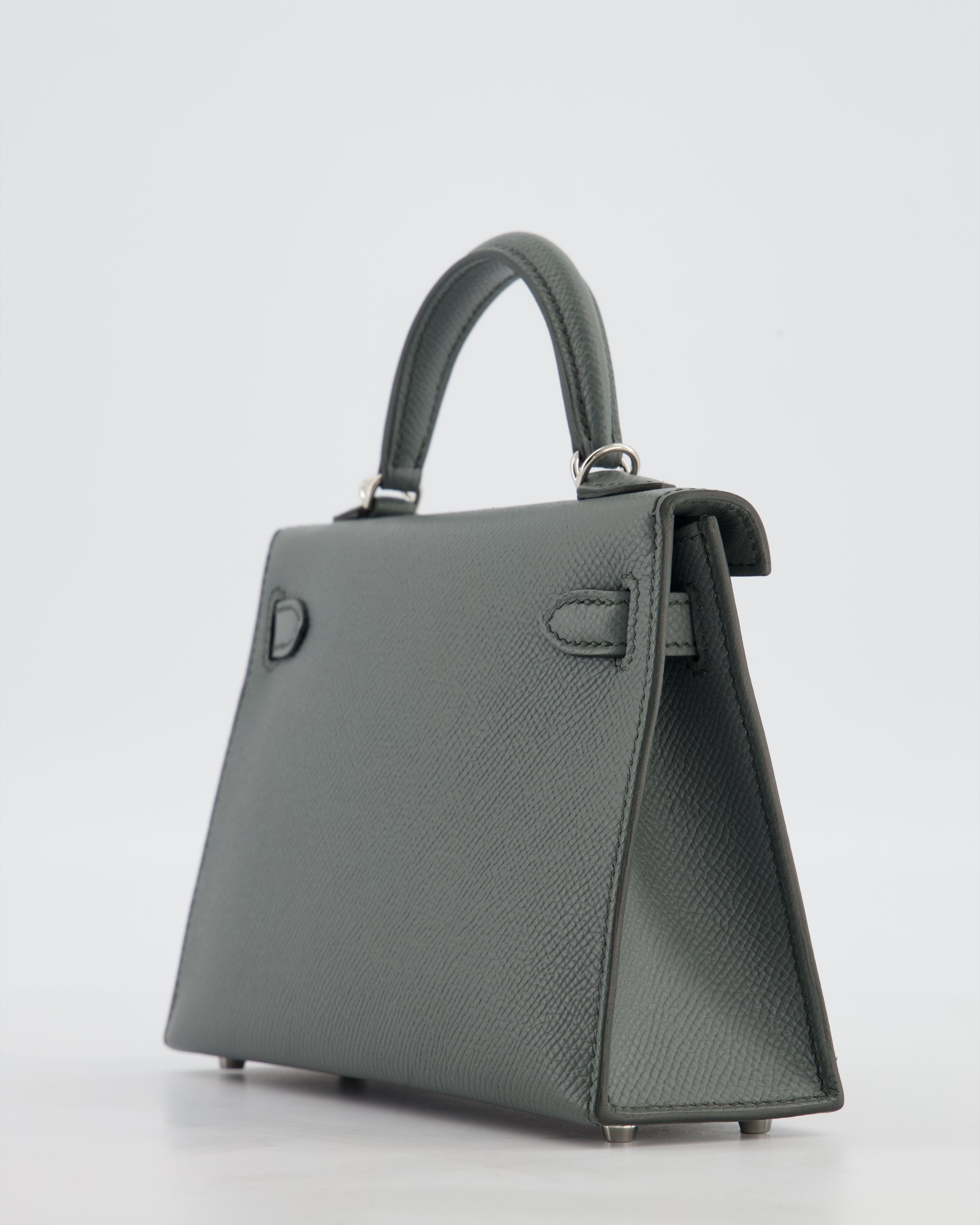 Hermès Mini Kelly II 20 Bag in Vert Amande Epsom Leather with Palladium Hardware