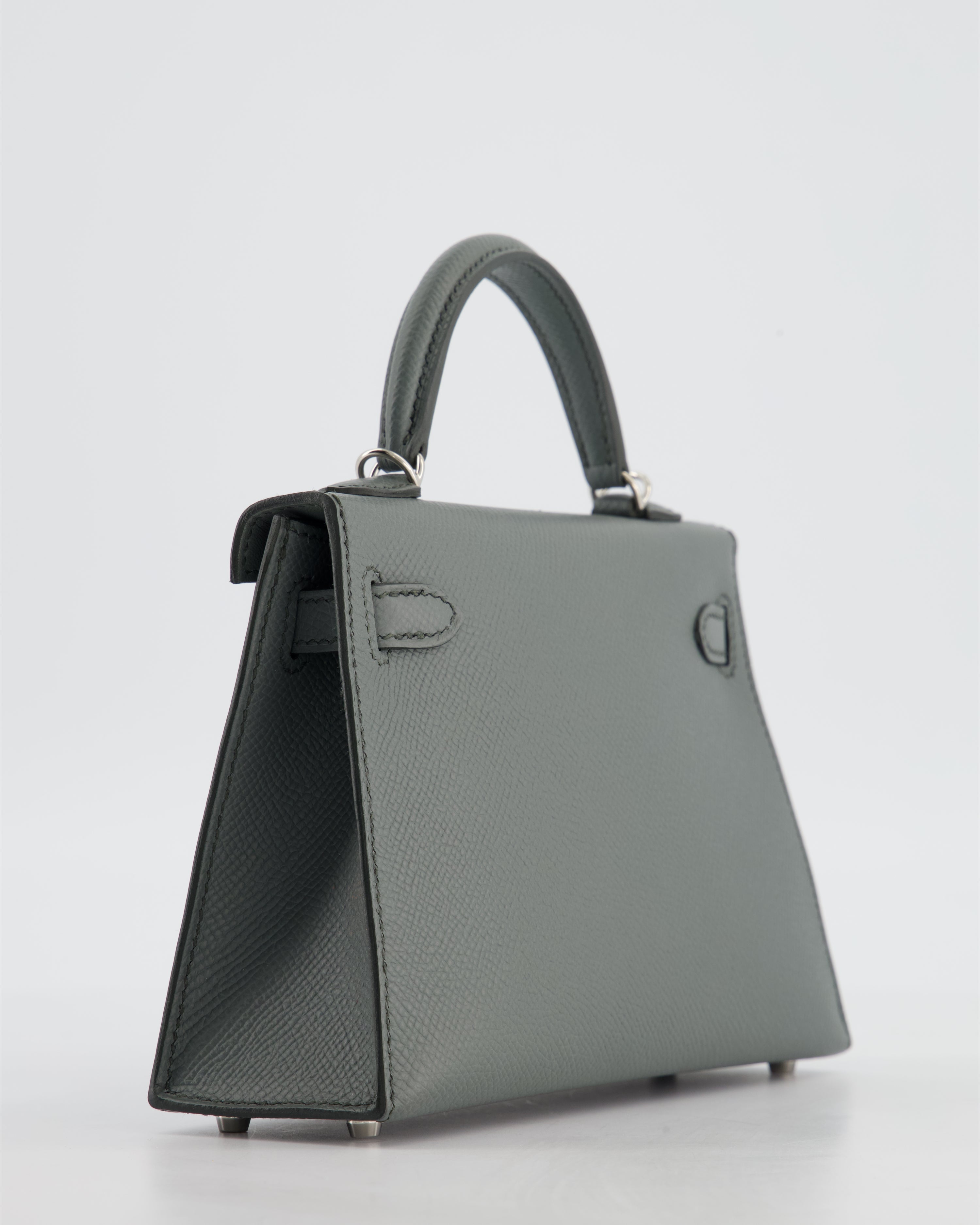 Hermès Mini Kelly II 20 Bag in Vert Amande Epsom Leather with Palladium Hardware