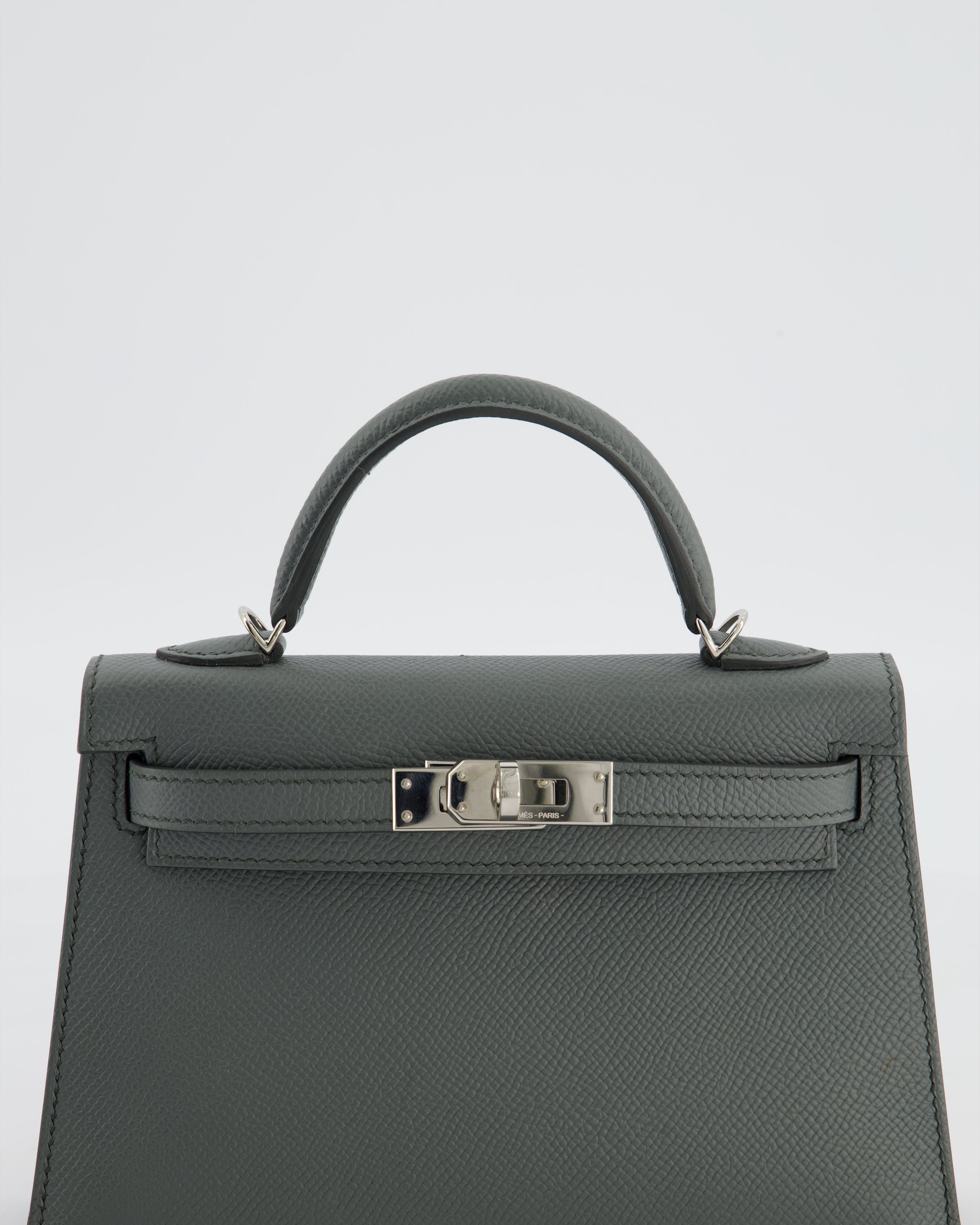 Hermès Mini Kelly II 20 Bag in Vert Amande Epsom Leather with Palladium Hardware