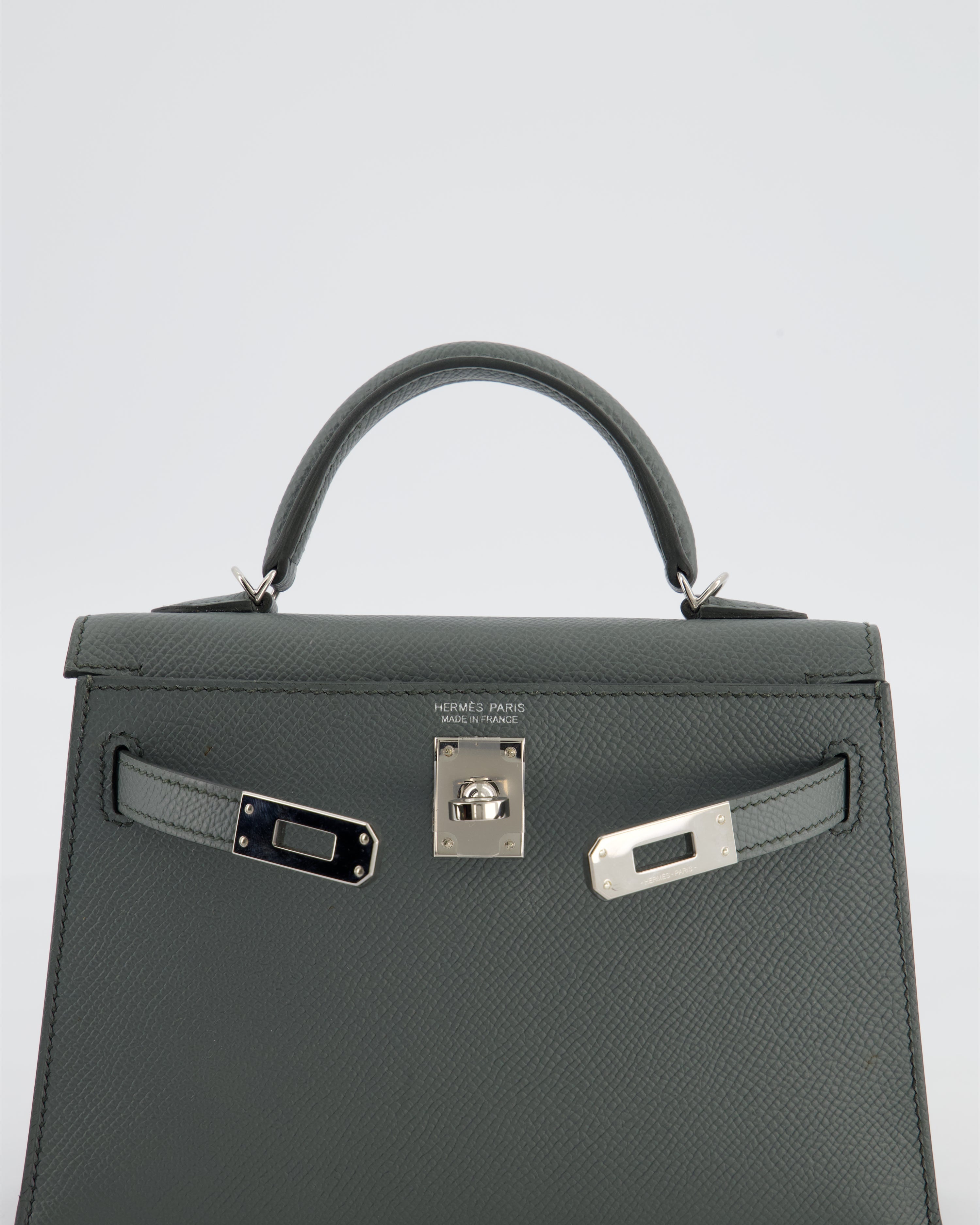 Hermès Mini Kelly II 20 Bag in Vert Amande Epsom Leather with Palladium Hardware