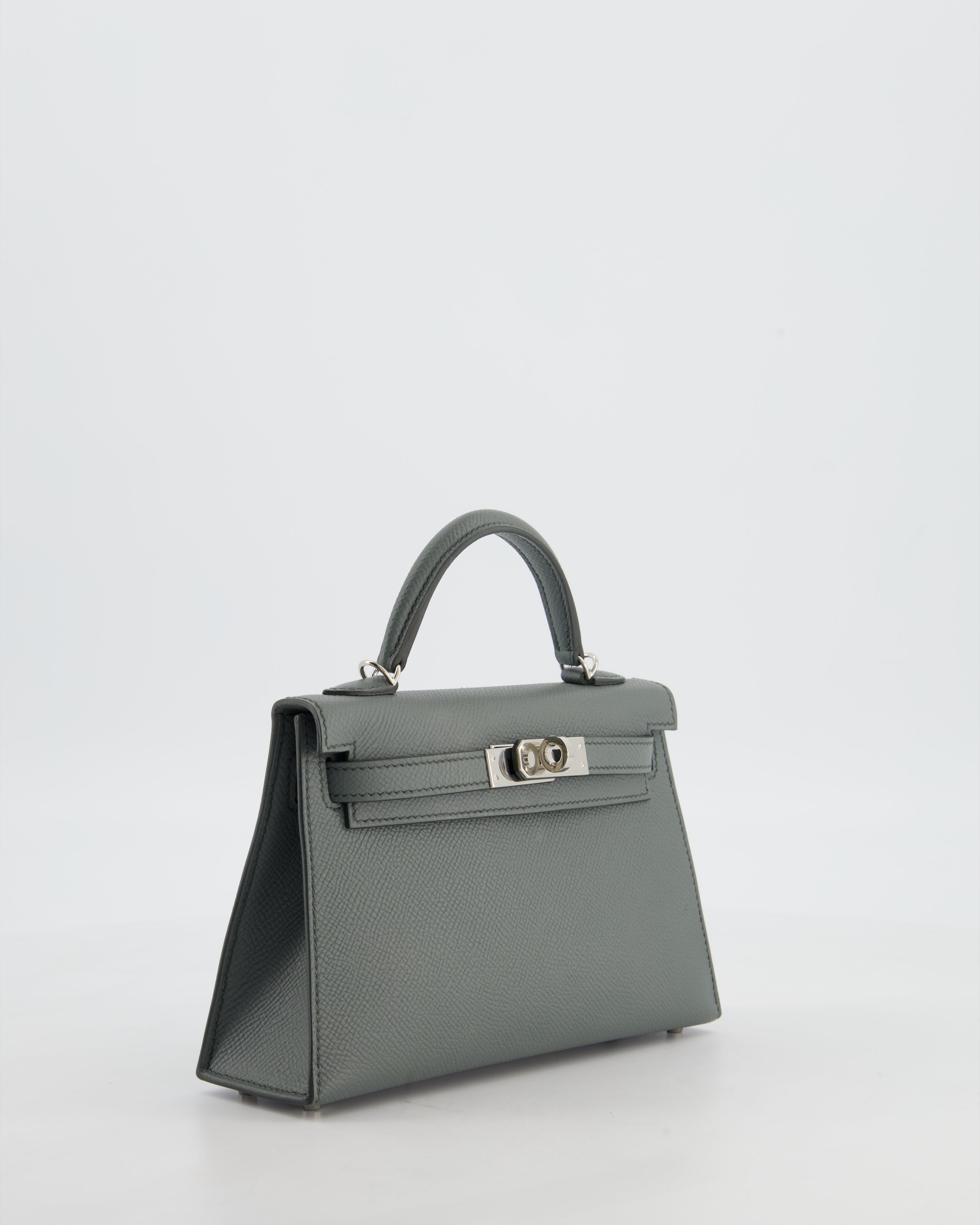 Hermès Mini Kelly II 20 Bag in Vert Amande Epsom Leather with Palladium Hardware