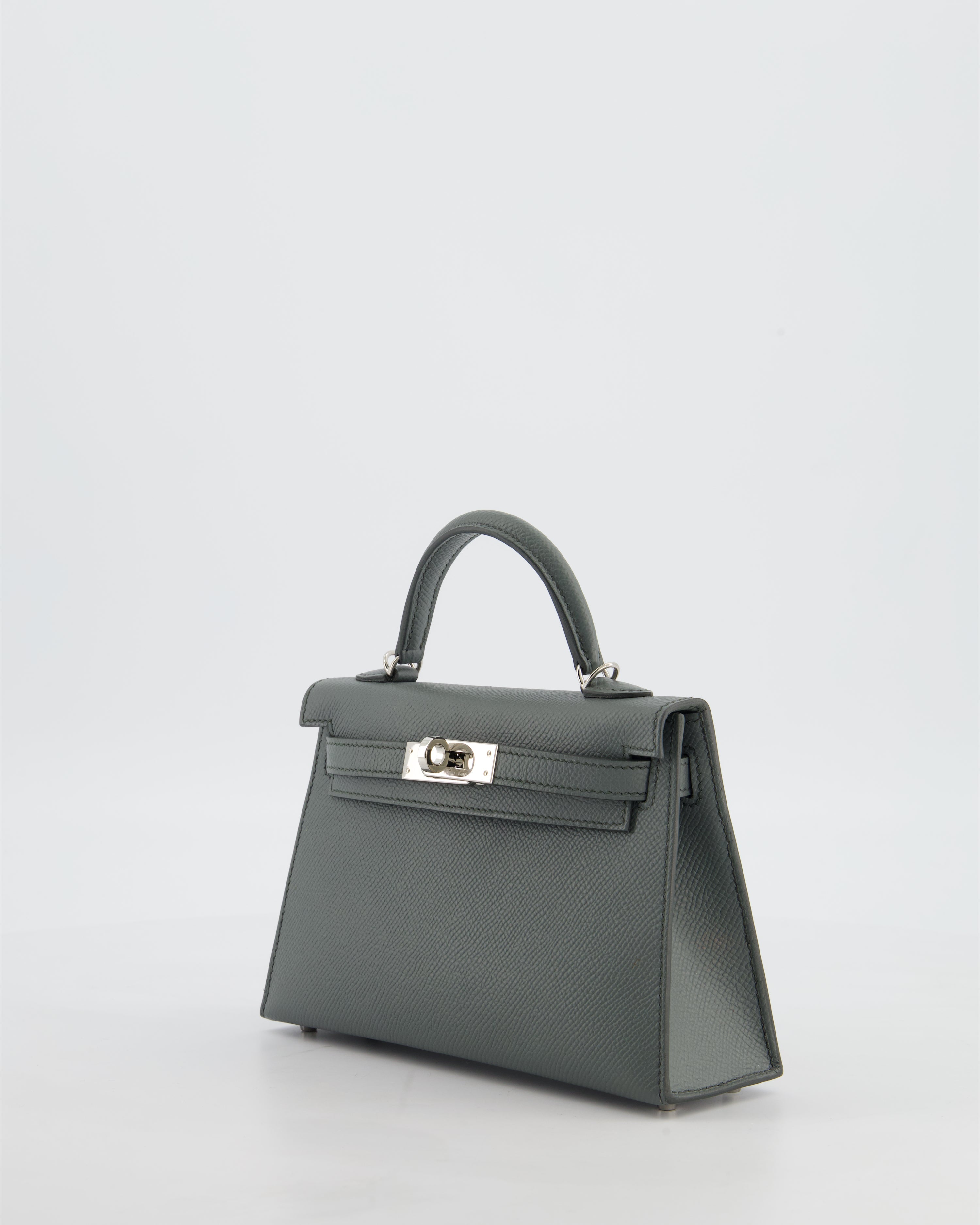 Hermès Mini Kelly II 20 Bag in Vert Amande Epsom Leather with Palladium Hardware