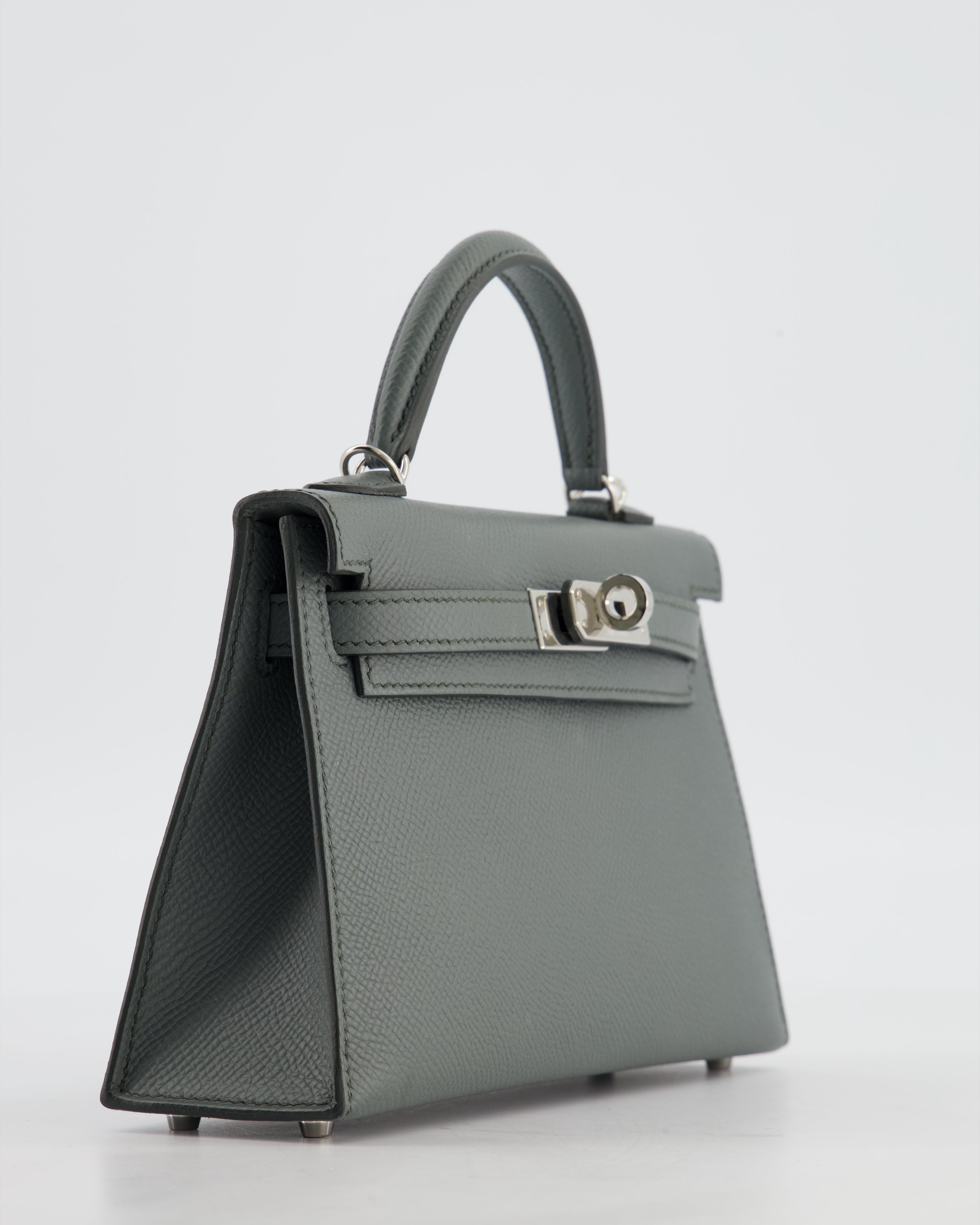 Hermès Mini Kelly II 20 Bag in Vert Amande Epsom Leather with Palladium Hardware