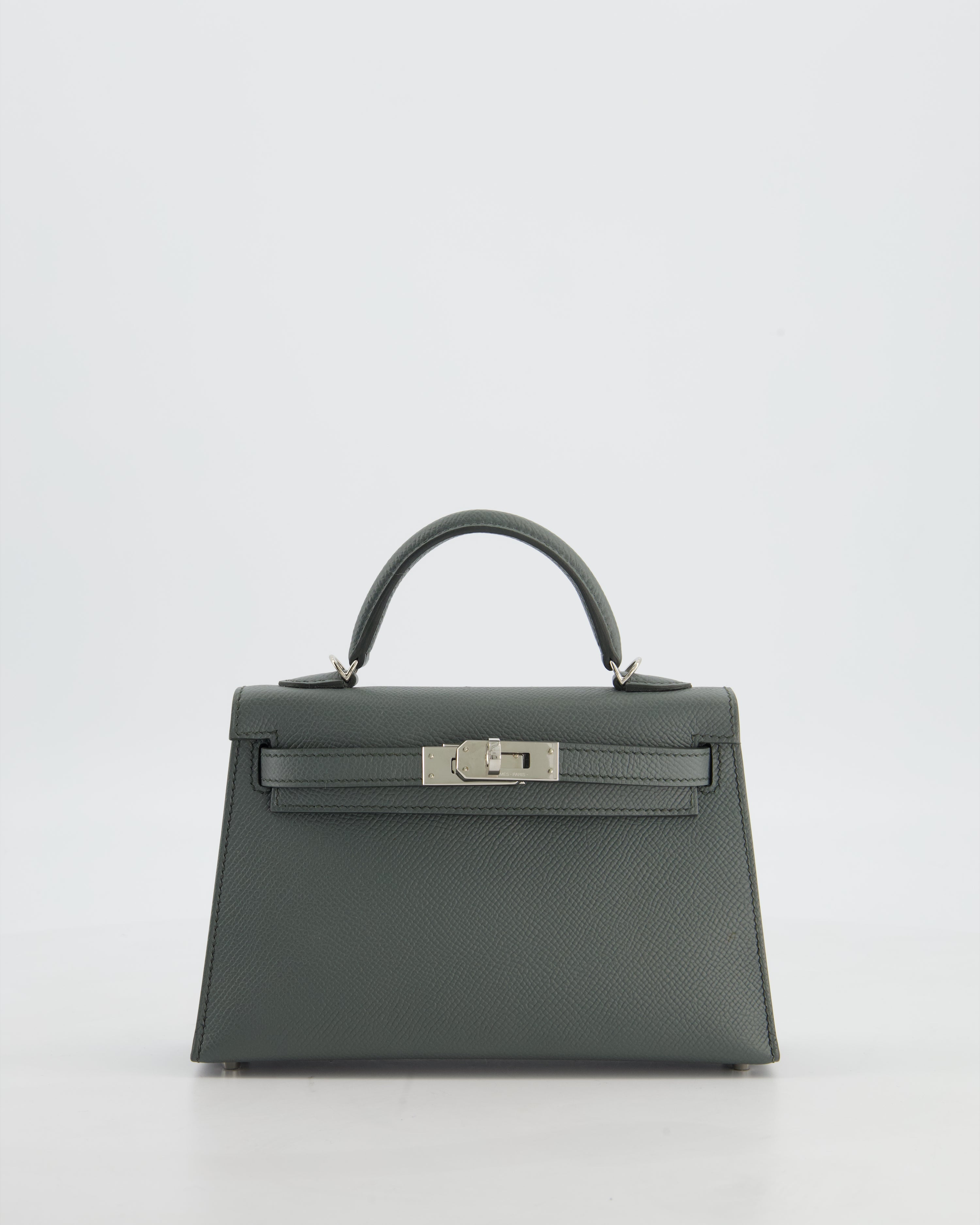 Hermès Mini Kelly II 20 Bag in Vert Amande Epsom Leather with Palladium Hardware