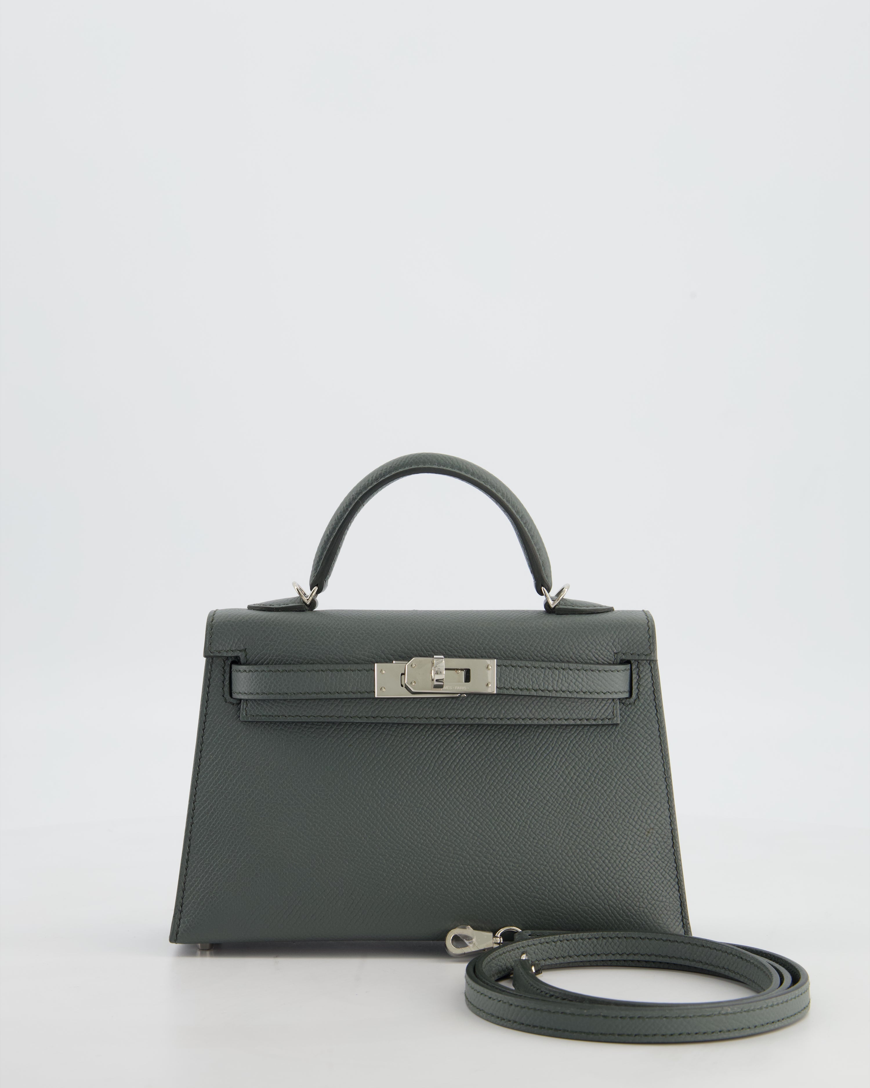 Hermès Mini Kelly II 20 Bag in Vert Amande Epsom Leather with Palladium Hardware