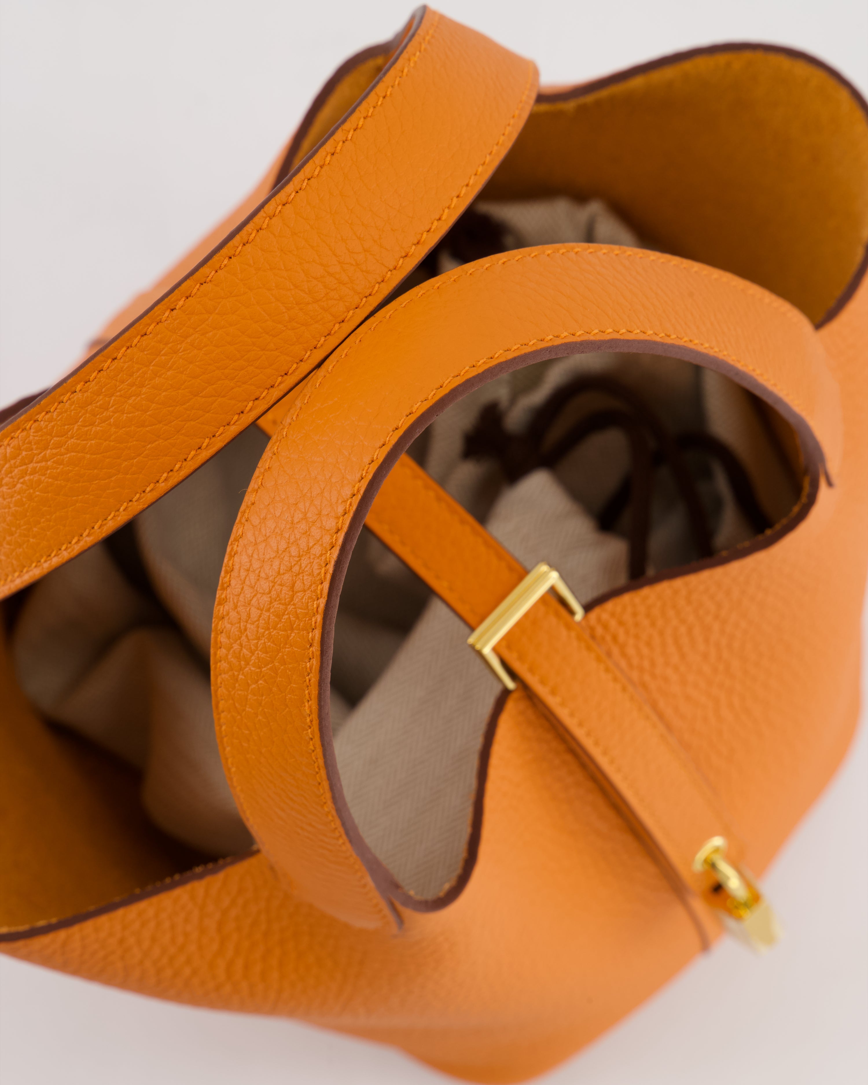 *HOT & RARE* Hermès Picotin Lock 18 Bag in Orange H Taurillon Clemence Leather with Gold Hardware