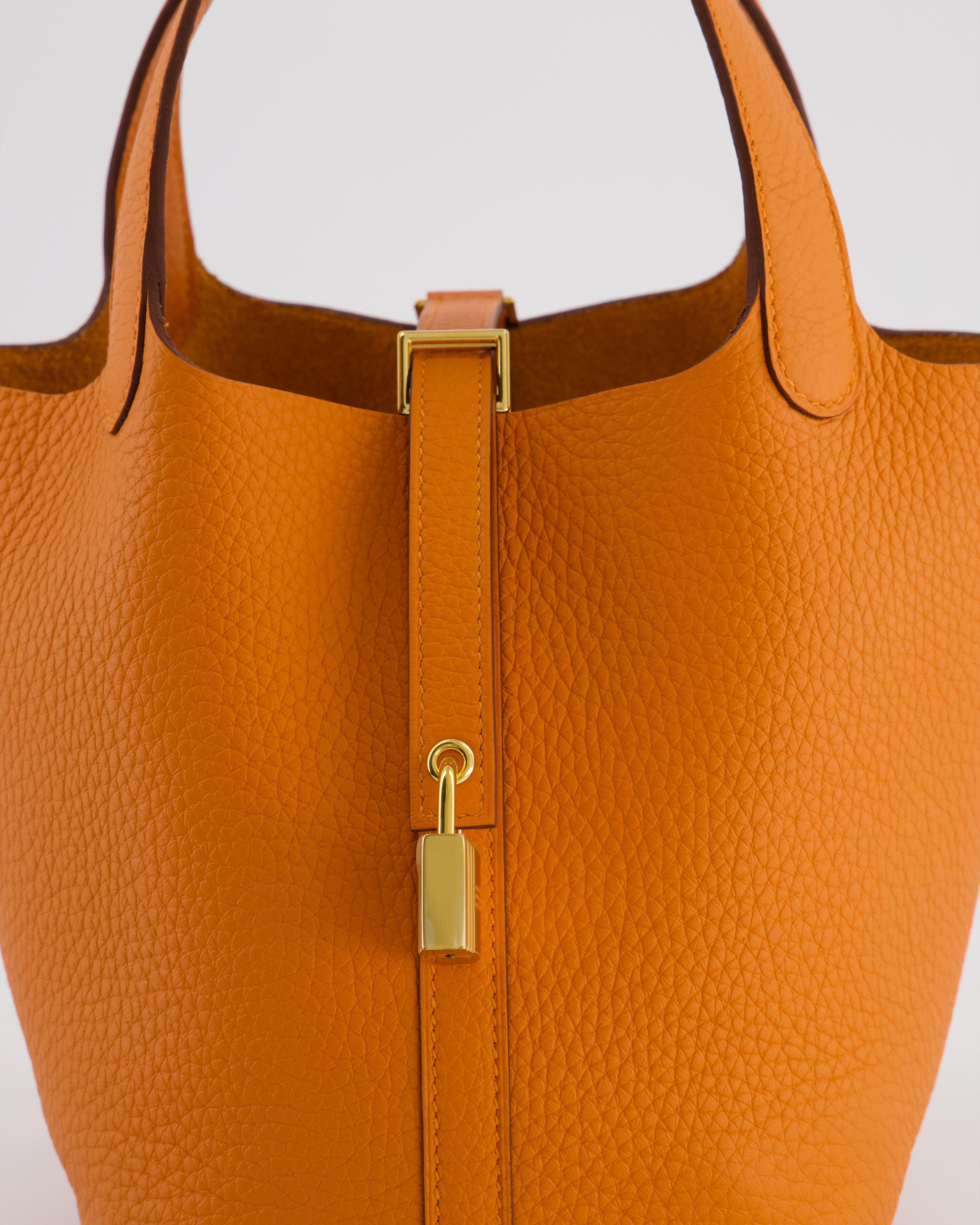 *HOT & RARE* Hermès Picotin Lock 18 Bag in Orange H Taurillon Clemence Leather with Gold Hardware
