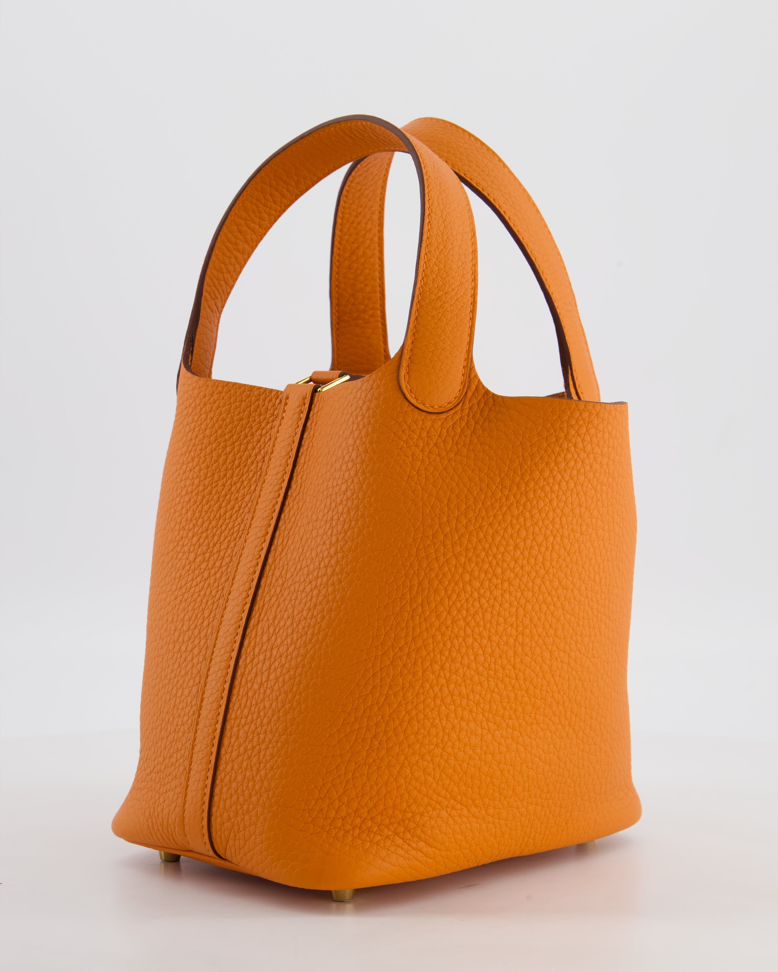 *HOT & RARE* Hermès Picotin Lock 18 Bag in Orange H Taurillon Clemence Leather with Gold Hardware