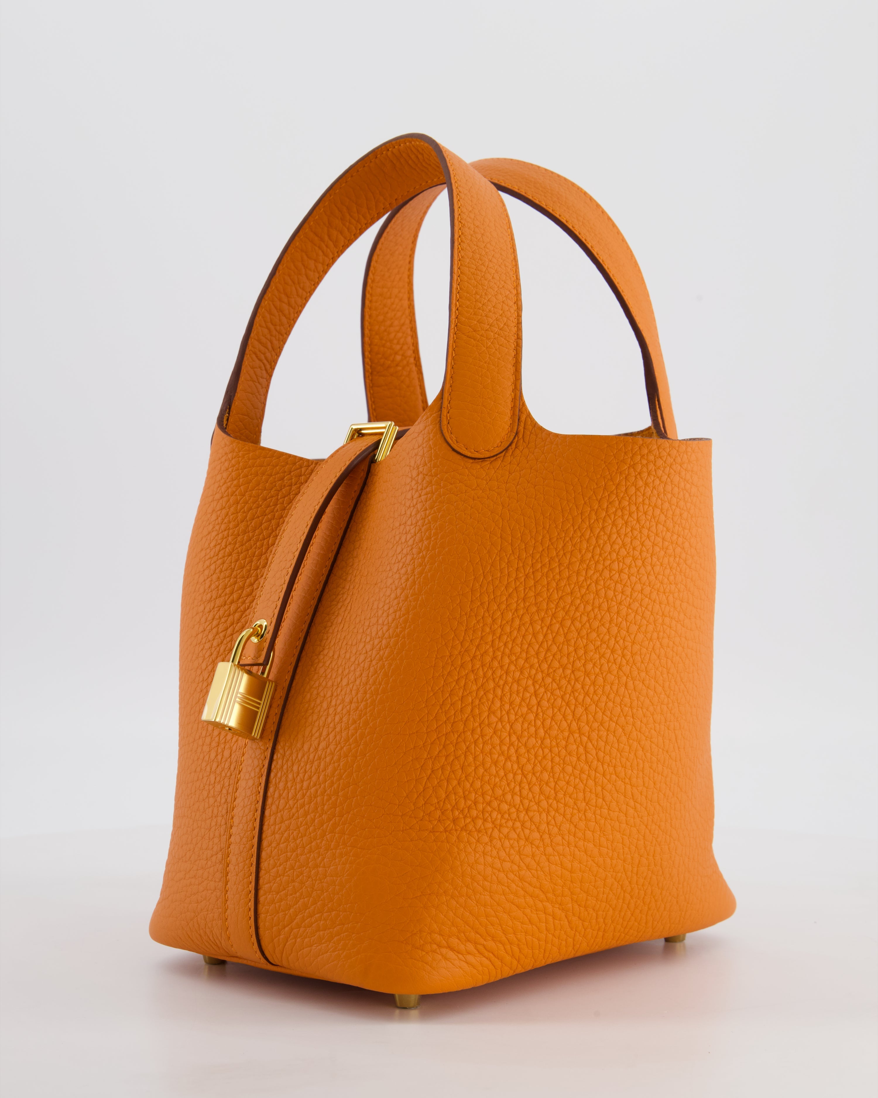 *HOT & RARE* Hermès Picotin Lock 18 Bag in Orange H Taurillon Clemence Leather with Gold Hardware