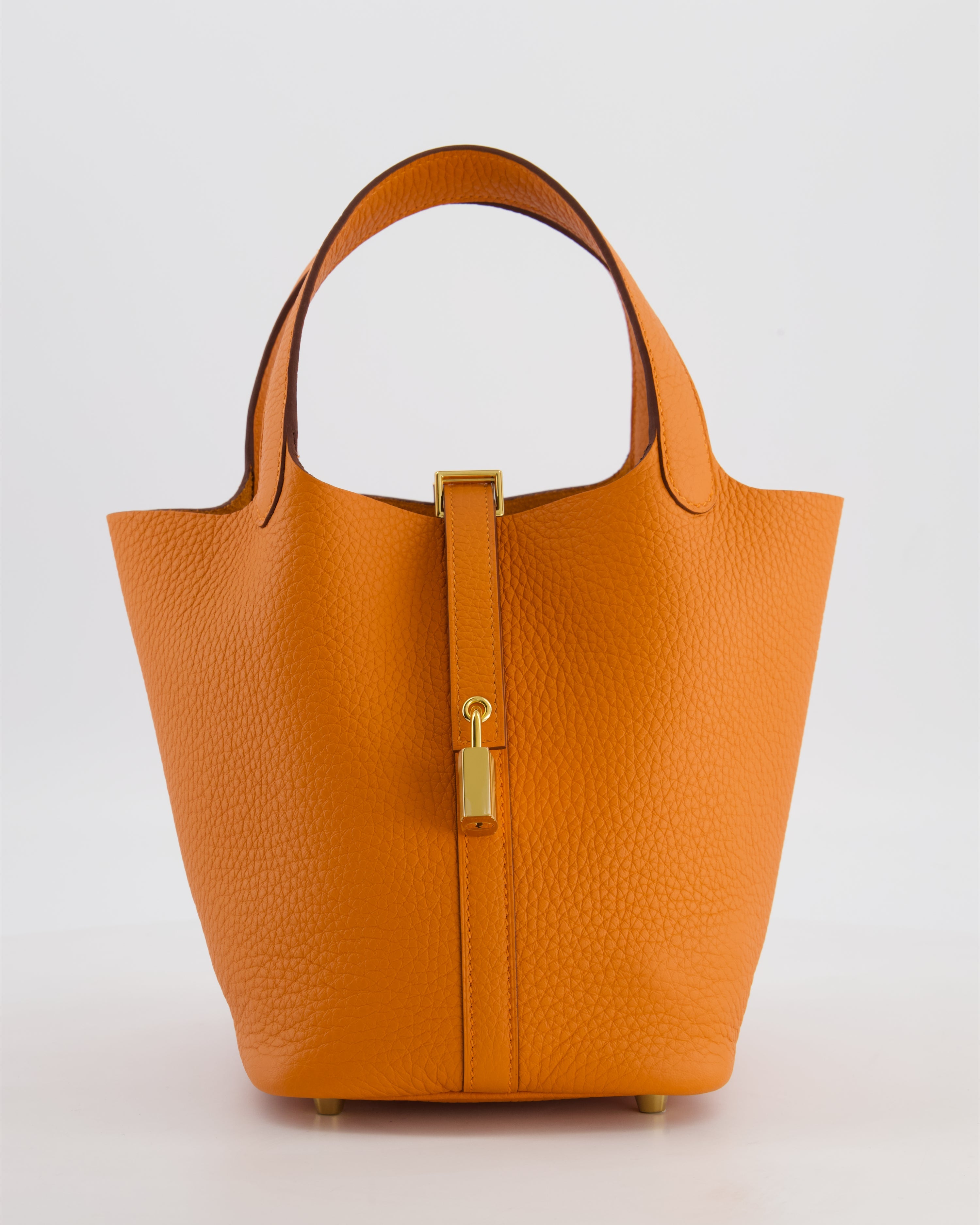 *HOT & RARE* Hermès Picotin Lock 18 Bag in Orange H Taurillon Clemence Leather with Gold Hardware