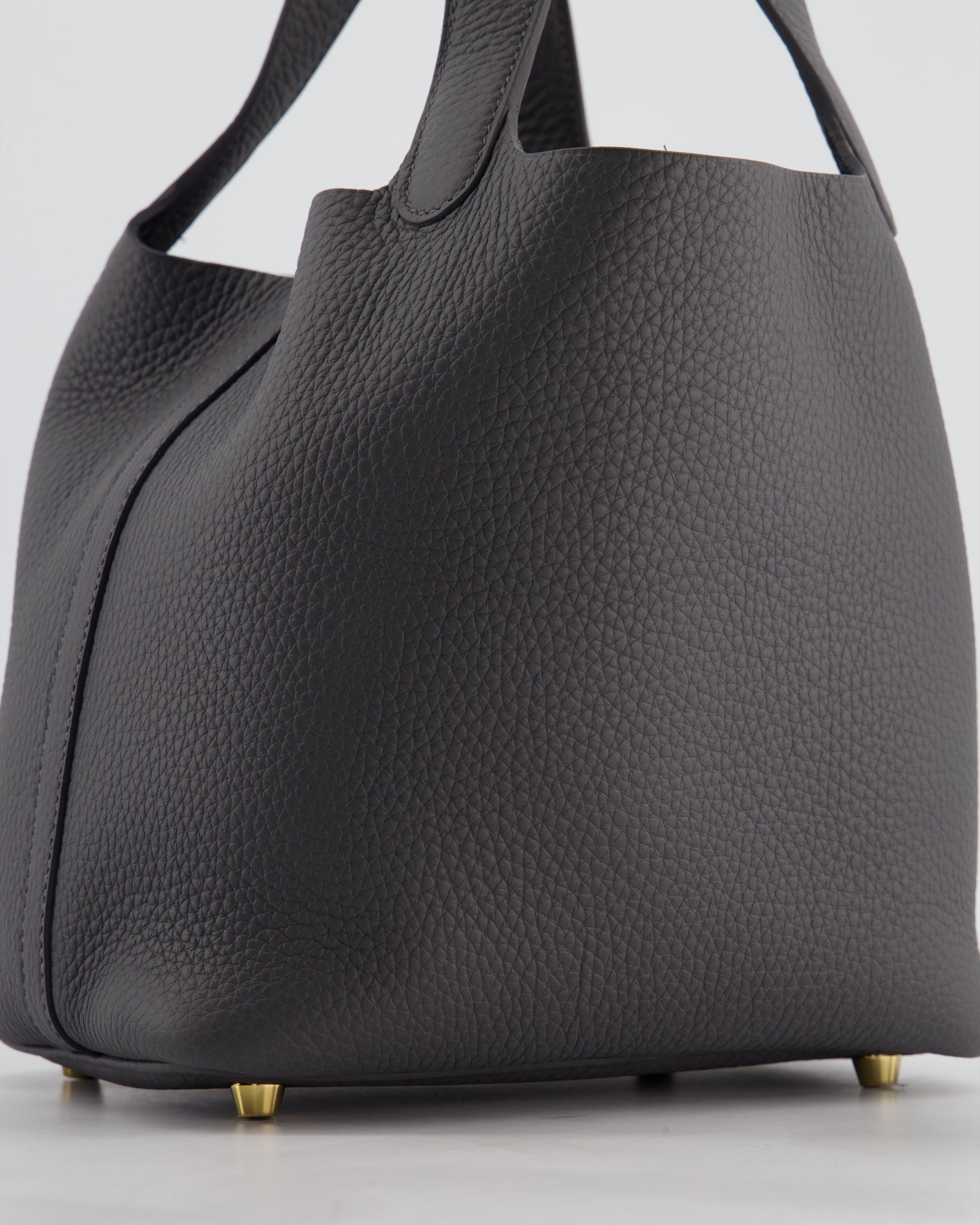 Hermès Picotin Lock 18 Bag in Ardoise Clemence Leather with Permabrass Hardware
