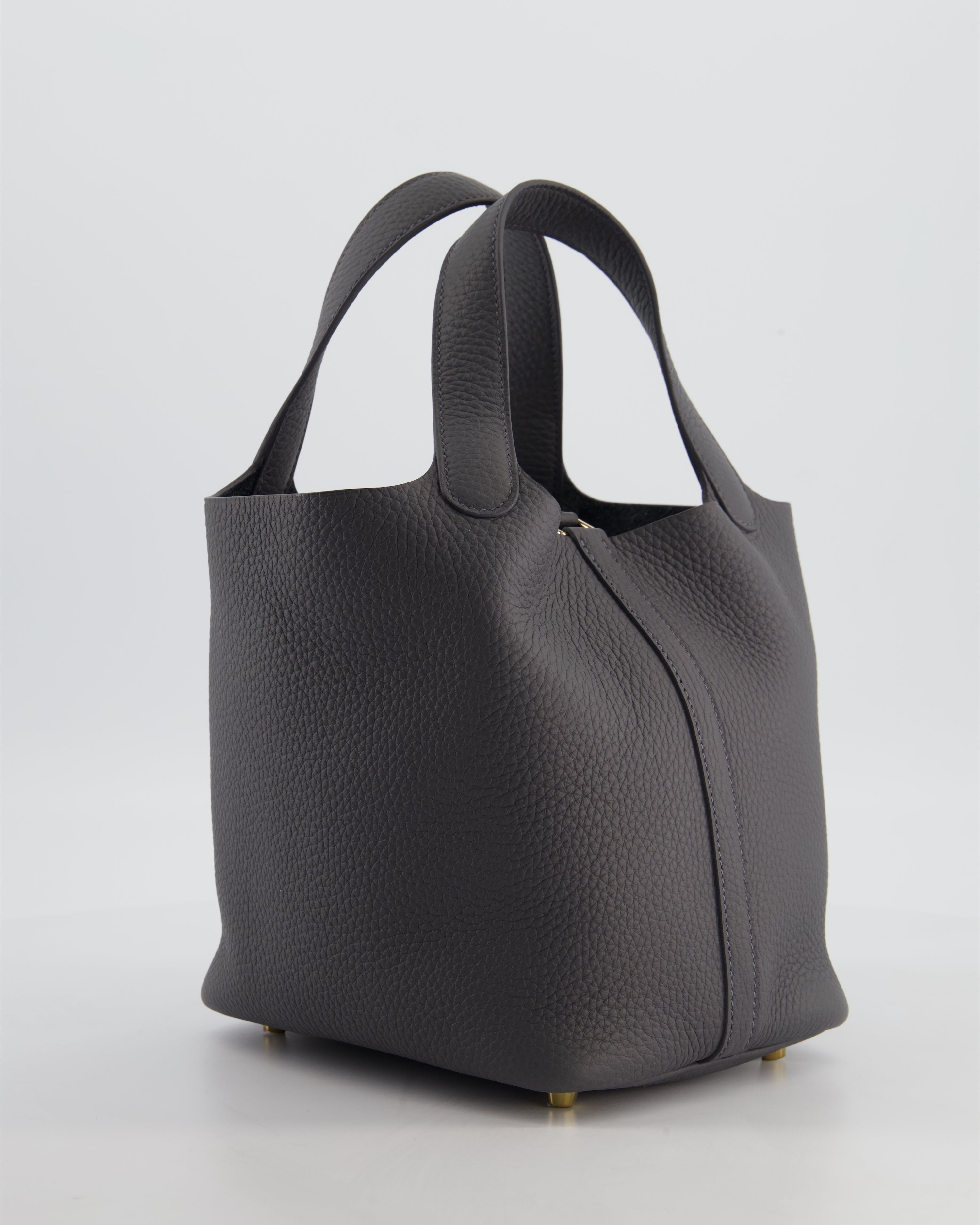 Hermès Picotin Lock 18 Bag in Ardoise Clemence Leather with Permabrass Hardware