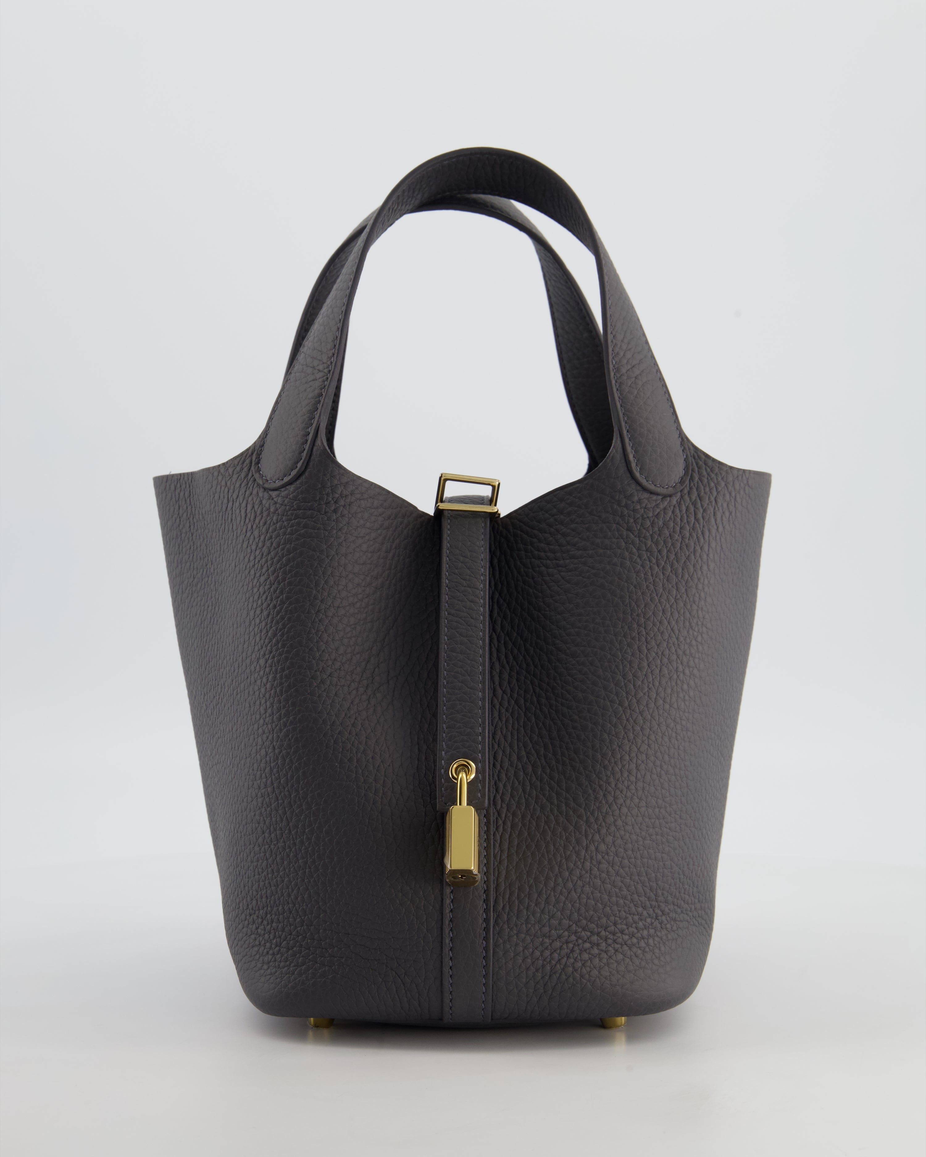 Hermès Picotin Lock 18 Bag in Ardoise Clemence Leather with Permabrass Hardware