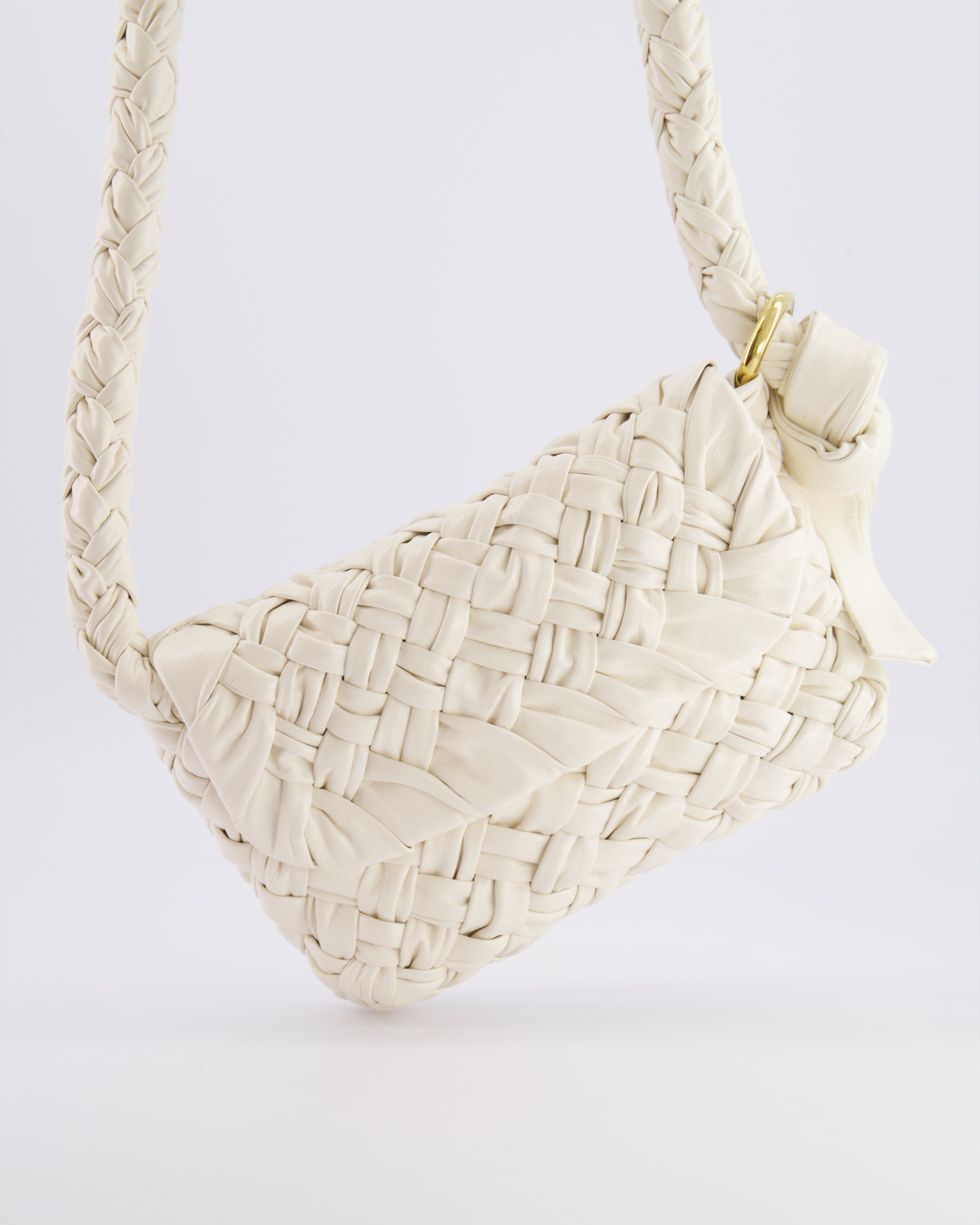 Bottega Veneta Bone White Small Kalimero Leather Citta Bag with Gold Hardware RRP £3,140