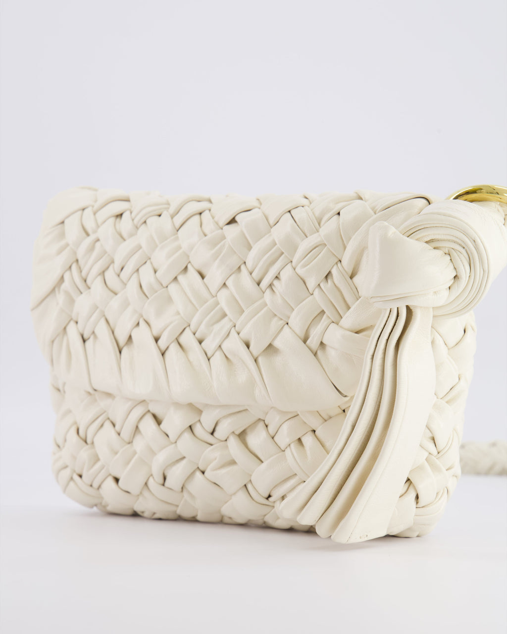 Bottega Veneta Bone White Small Kalimero Leather Citta Bag with Gold Hardware RRP £3,140