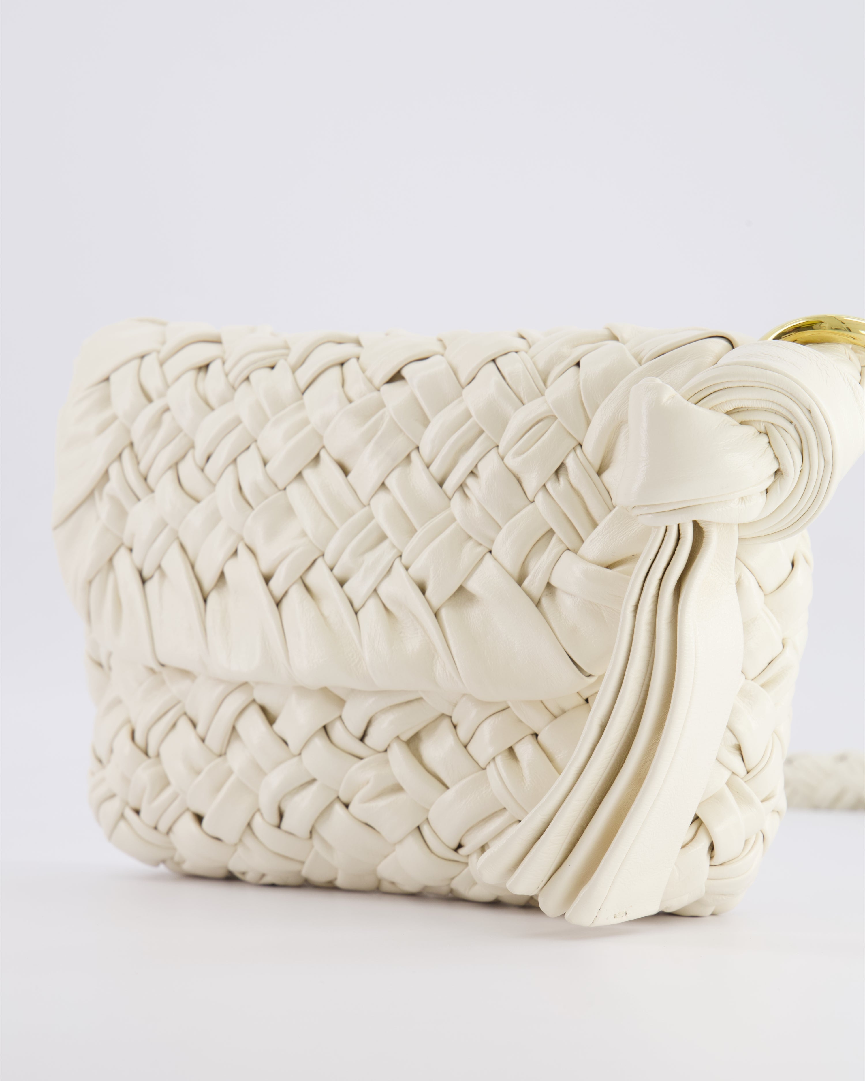 Bottega Veneta Bone White Small Kalimero Leather Citta Bag with Gold Hardware RRP £3,140