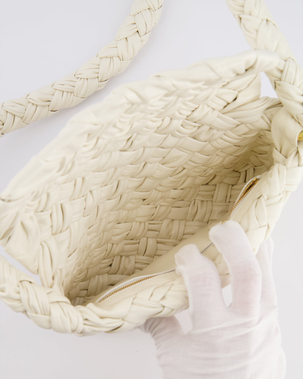 Bottega Veneta Bone White Small Kalimero Leather Citta Bag with Gold Hardware RRP £3,140