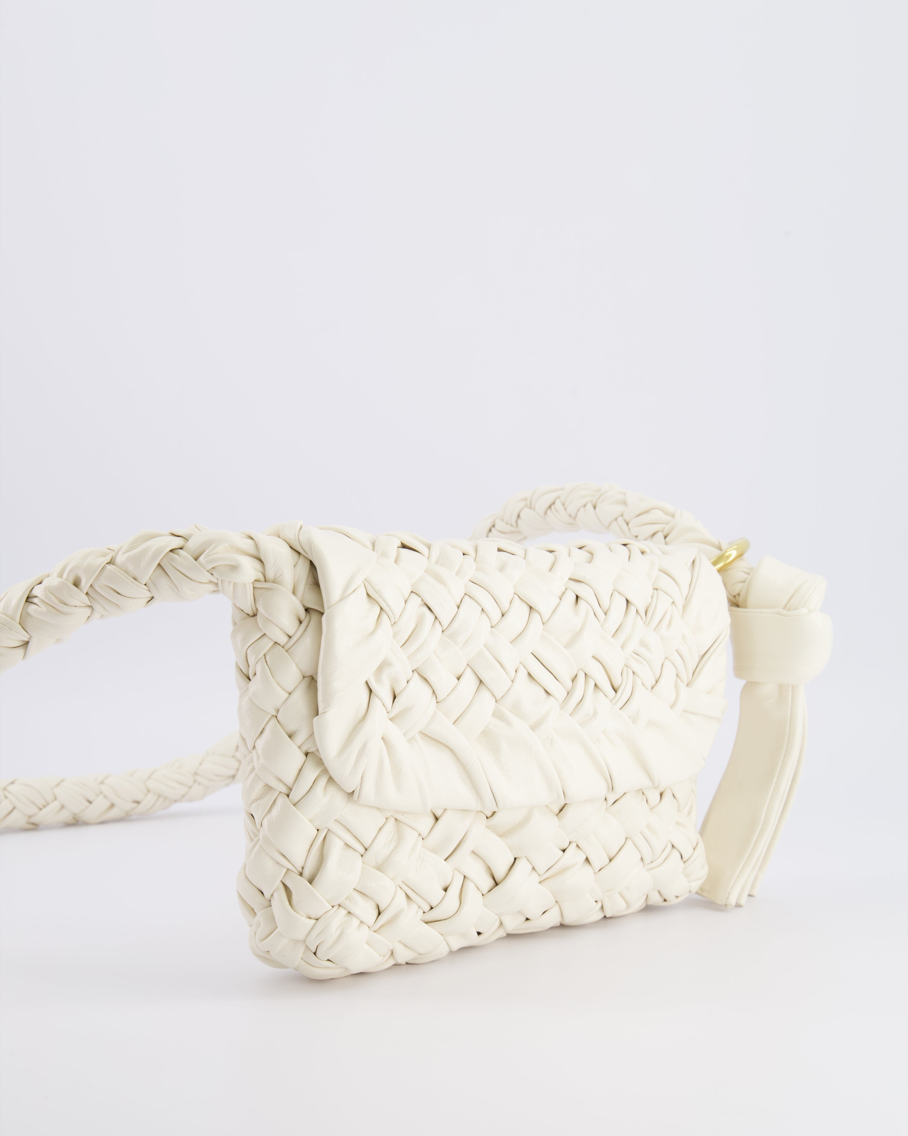 Bottega Veneta Bone White Small Kalimero Leather Citta Bag with Gold Hardware RRP £3,140