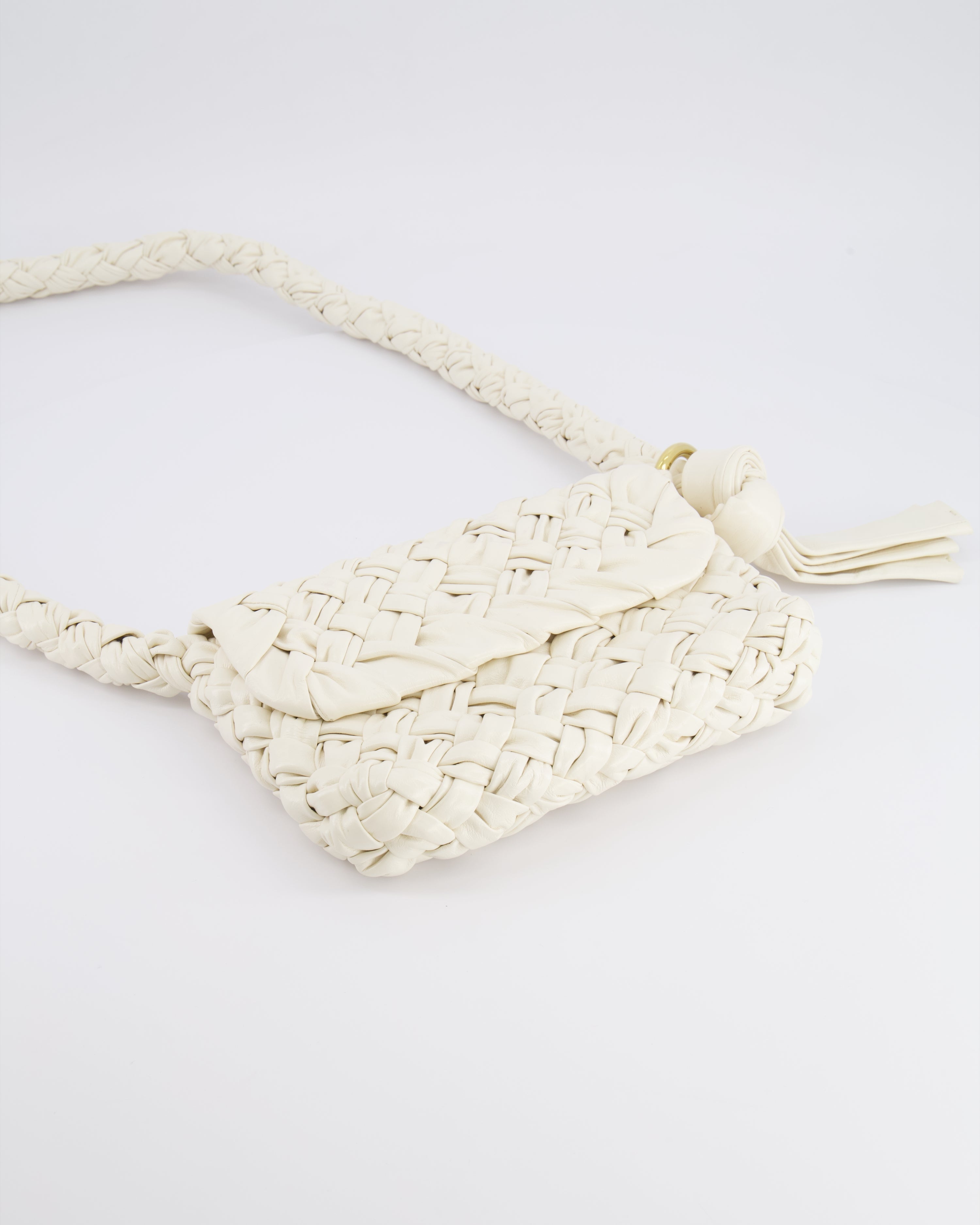 Bottega Veneta Bone White Small Kalimero Leather Citta Bag with Gold Hardware RRP £3,140