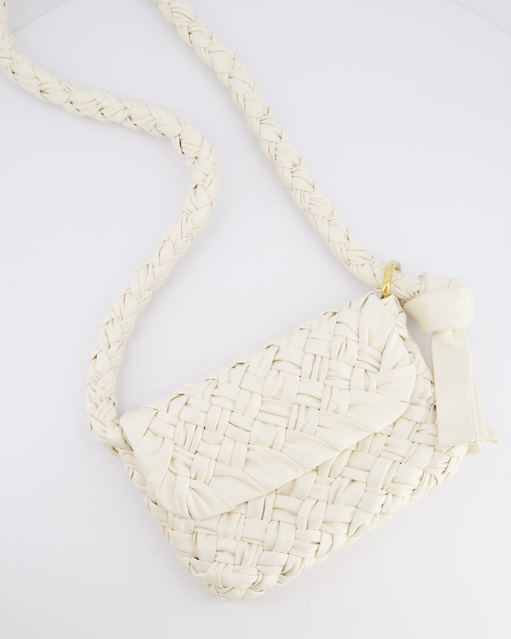 Bottega Veneta Bone White Small Kalimero Leather Citta Bag with Gold Hardware RRP £3,140