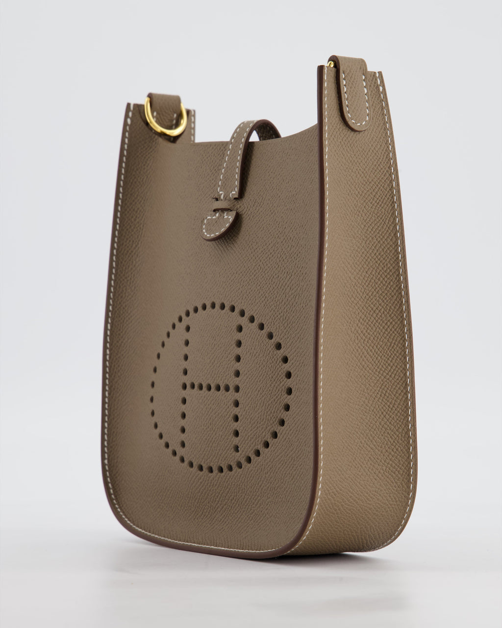 Hermès Mini Evelyne Sellier Bag in Etoupe Epsom Leather with Gold Hardware