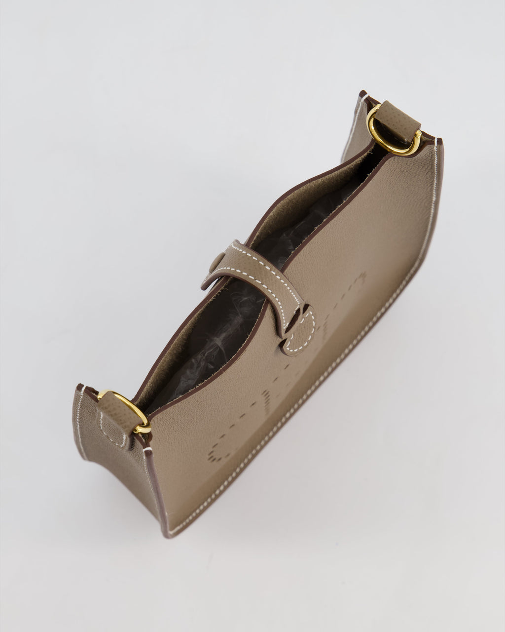 Hermès Mini Evelyne Sellier Bag in Etoupe Epsom Leather with Gold Hardware