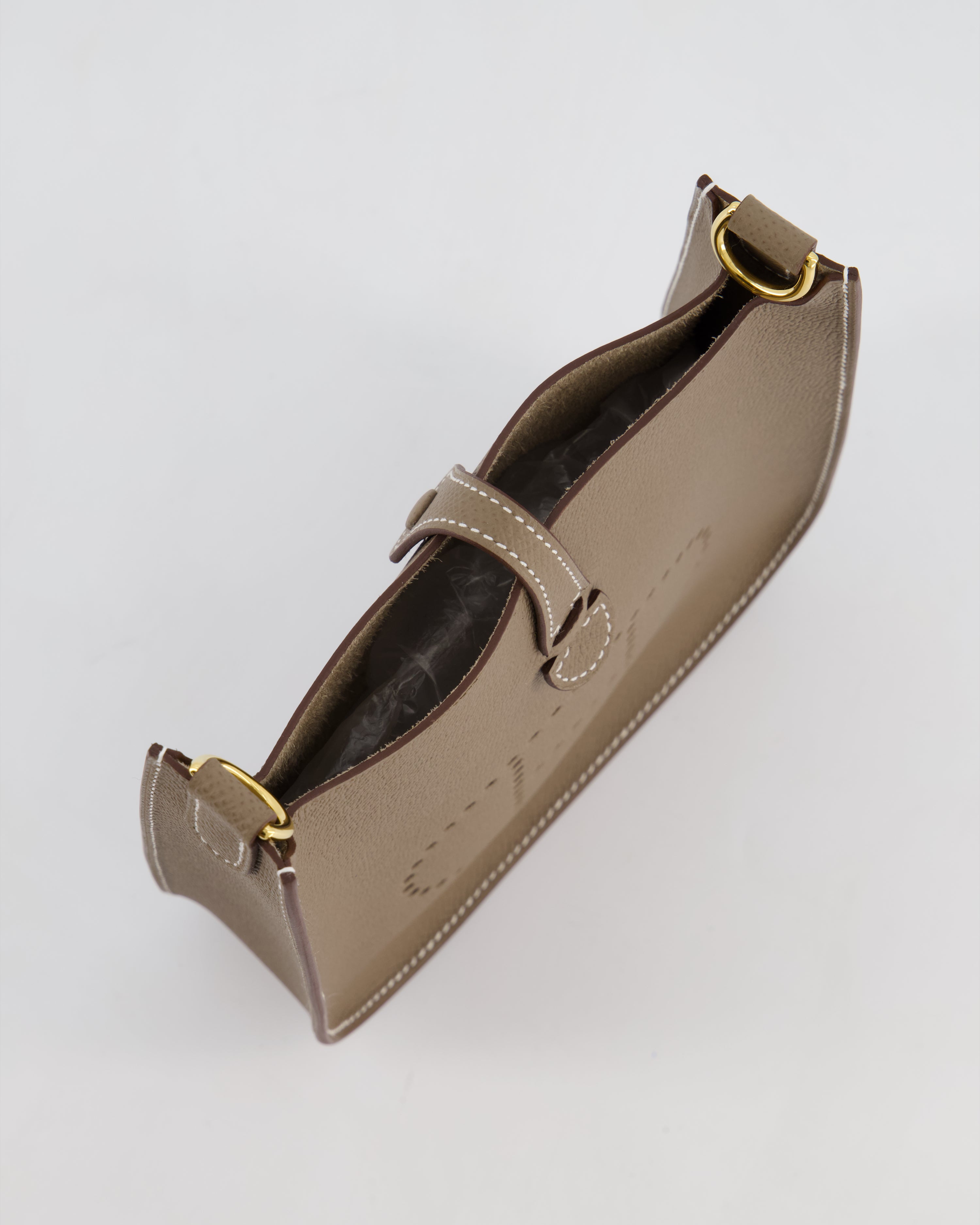 Hermès Mini Evelyne Sellier Bag in Etoupe Epsom Leather with Gold Hardware
