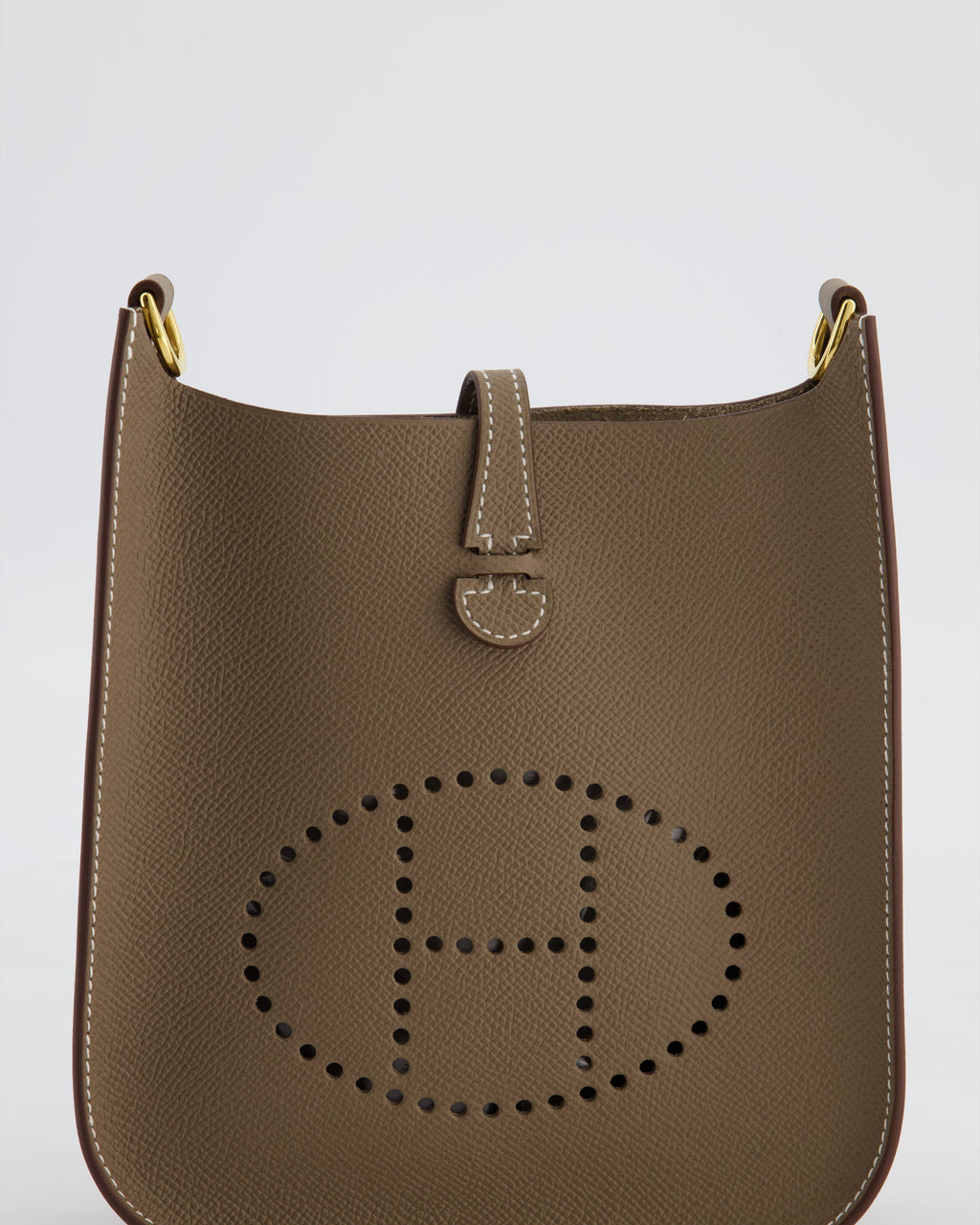 Hermès Mini Evelyne Sellier Bag in Etoupe Epsom Leather with Gold Hardware