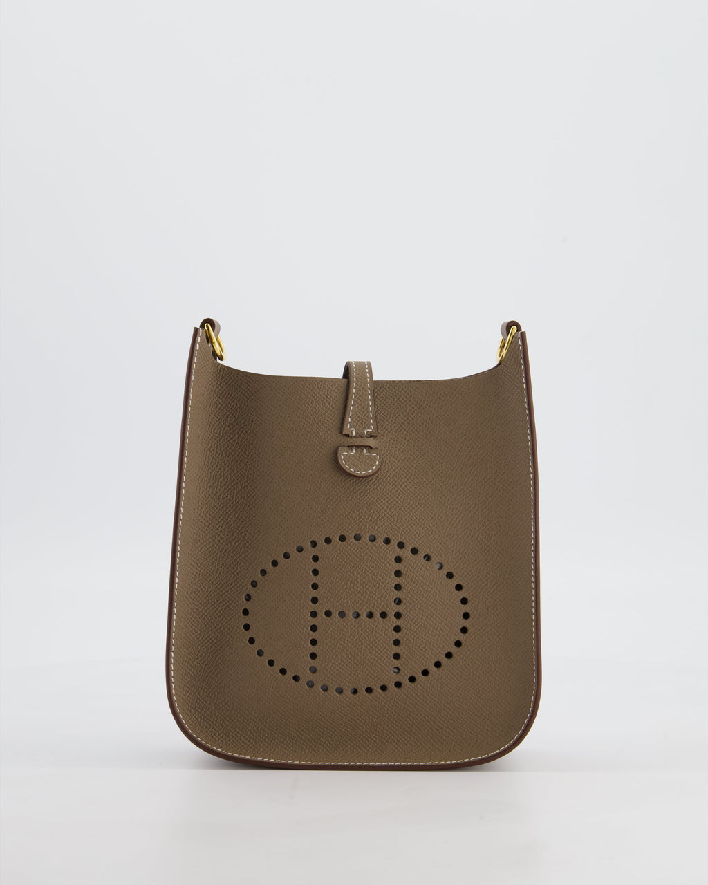 Hermès Mini Evelyne Sellier Bag in Etoupe Epsom Leather with Gold Hardware