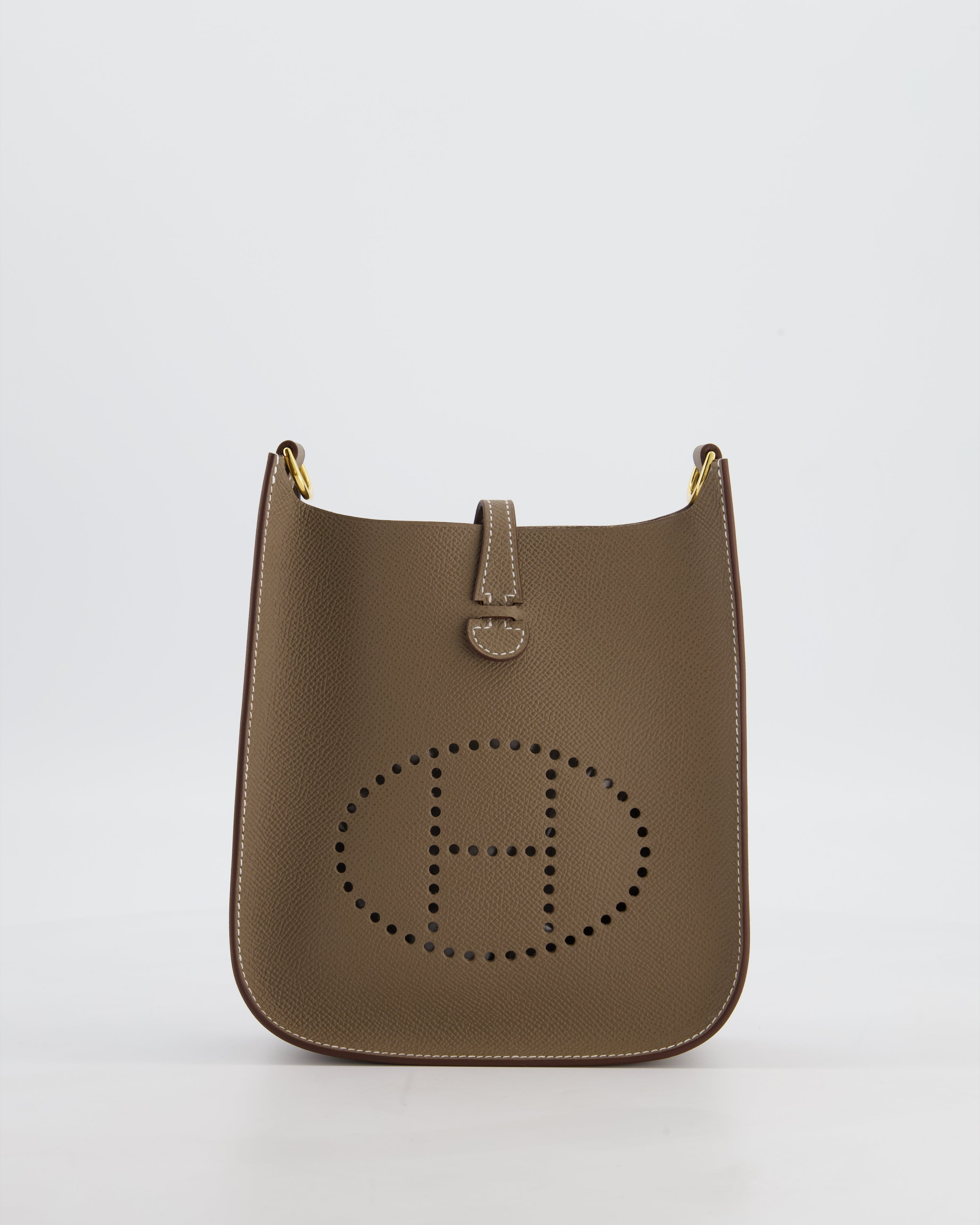Hermès Mini Evelyne Sellier Bag in Etoupe Epsom Leather with Gold Hardware
