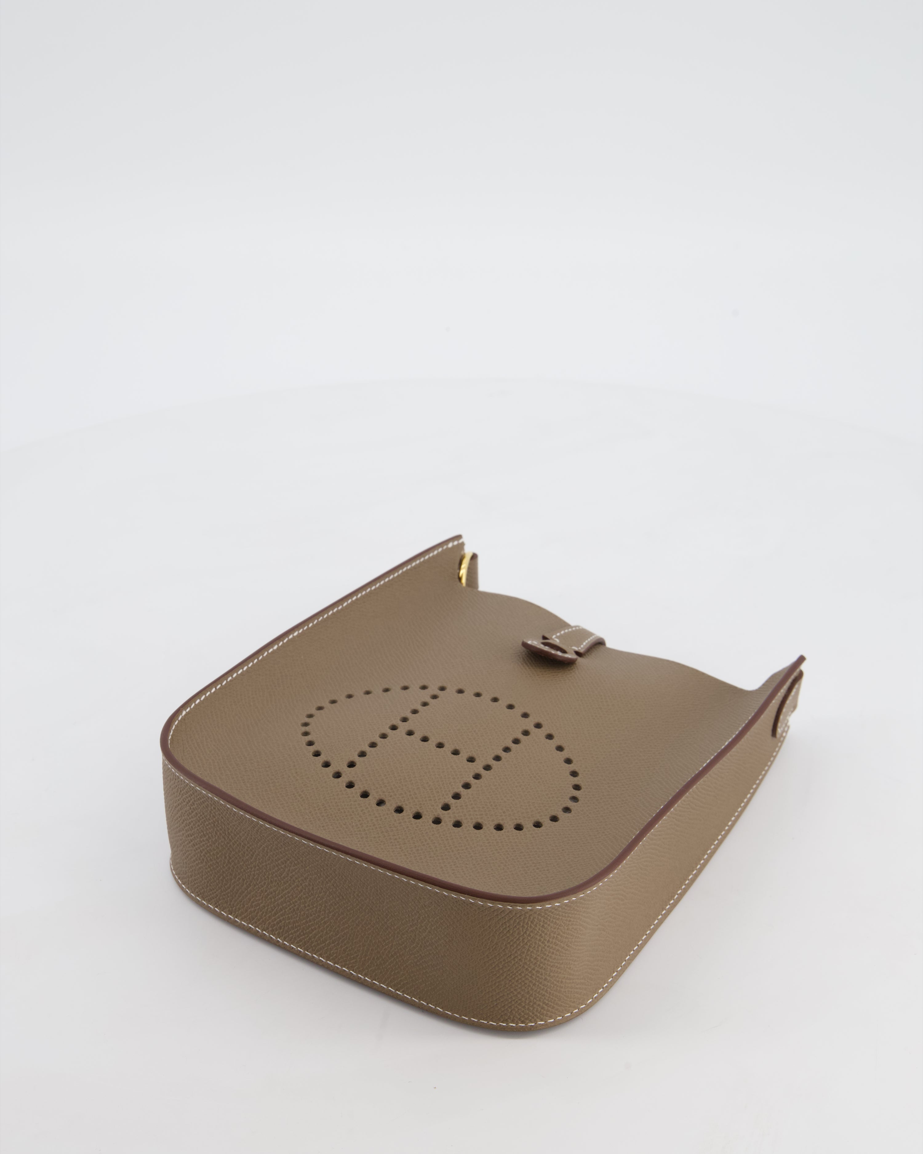 Hermès Mini Evelyne Sellier Bag in Etoupe Epsom Leather with Gold Hardware