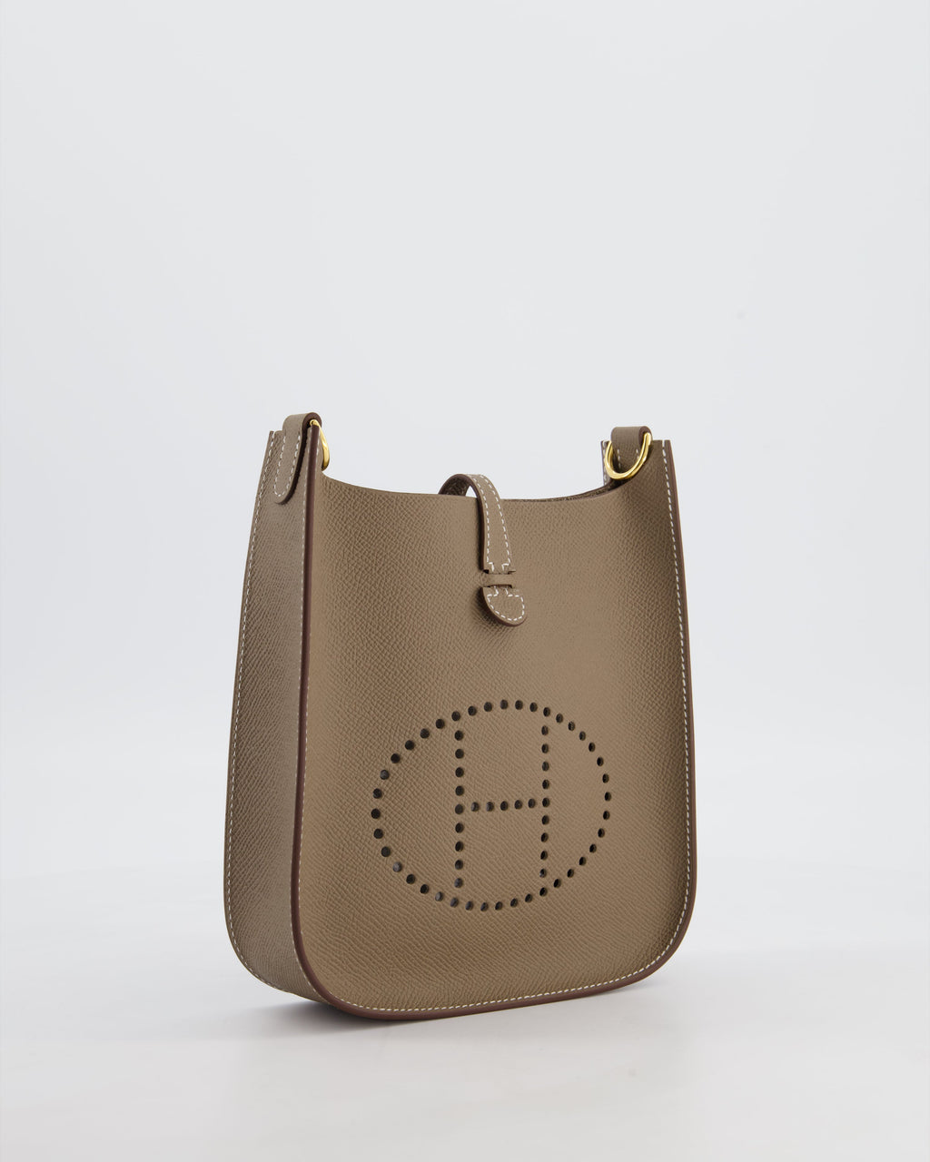 Hermès Mini Evelyne Sellier Bag in Etoupe Epsom Leather with Gold Hardware