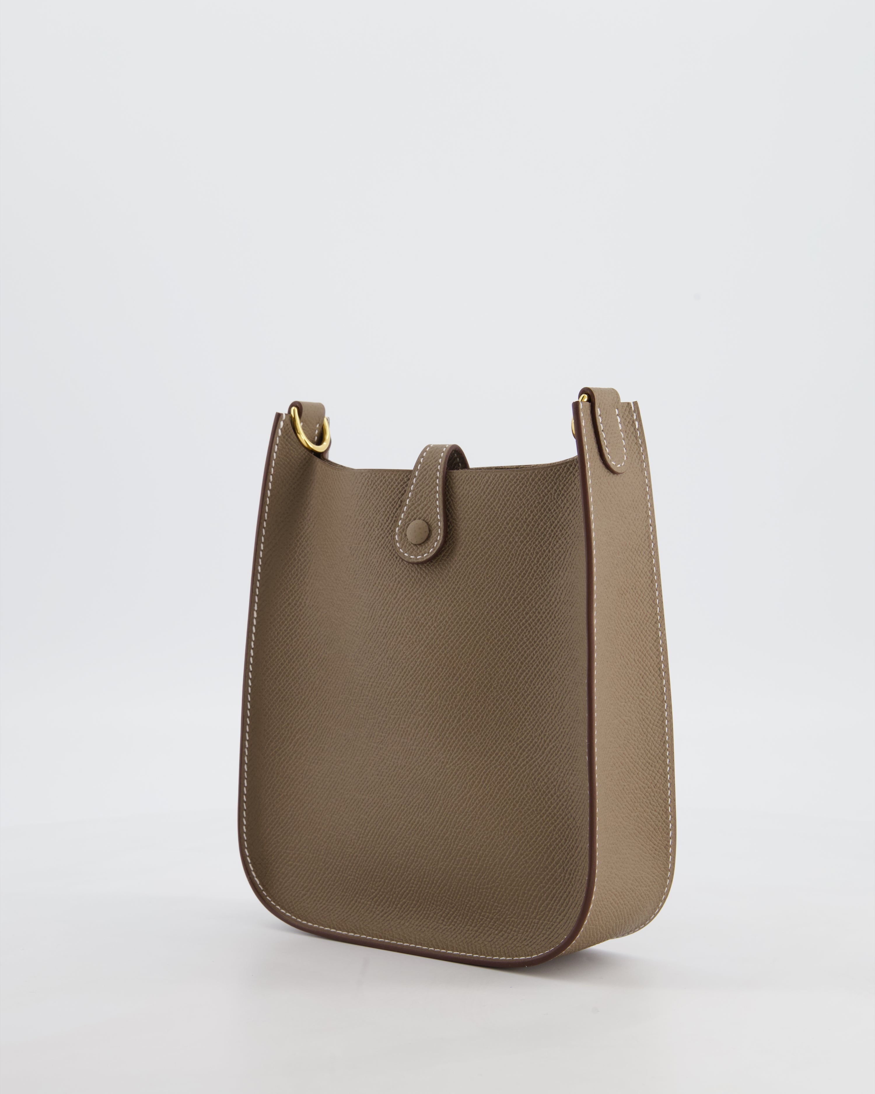 Hermès Mini Evelyne Sellier Bag in Etoupe Epsom Leather with Gold Hardware