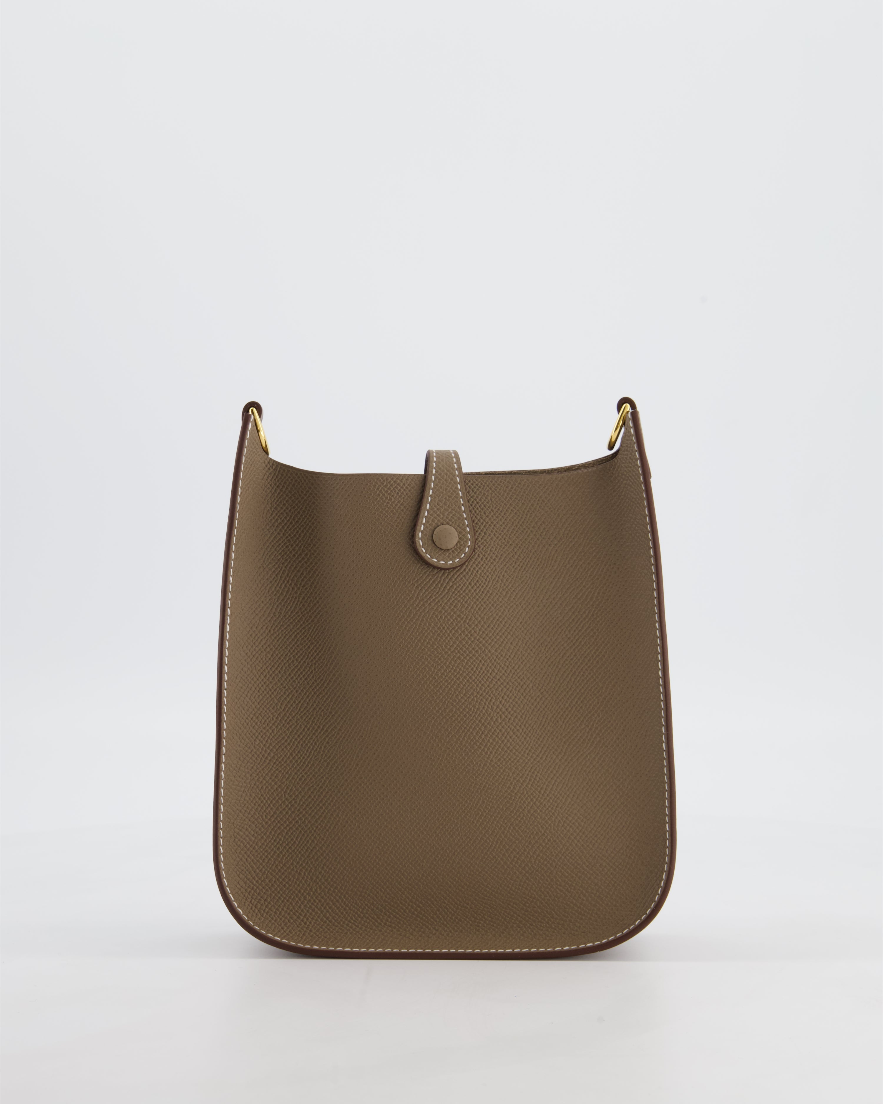 Hermès Mini Evelyne Sellier Bag in Etoupe Epsom Leather with Gold Hardware