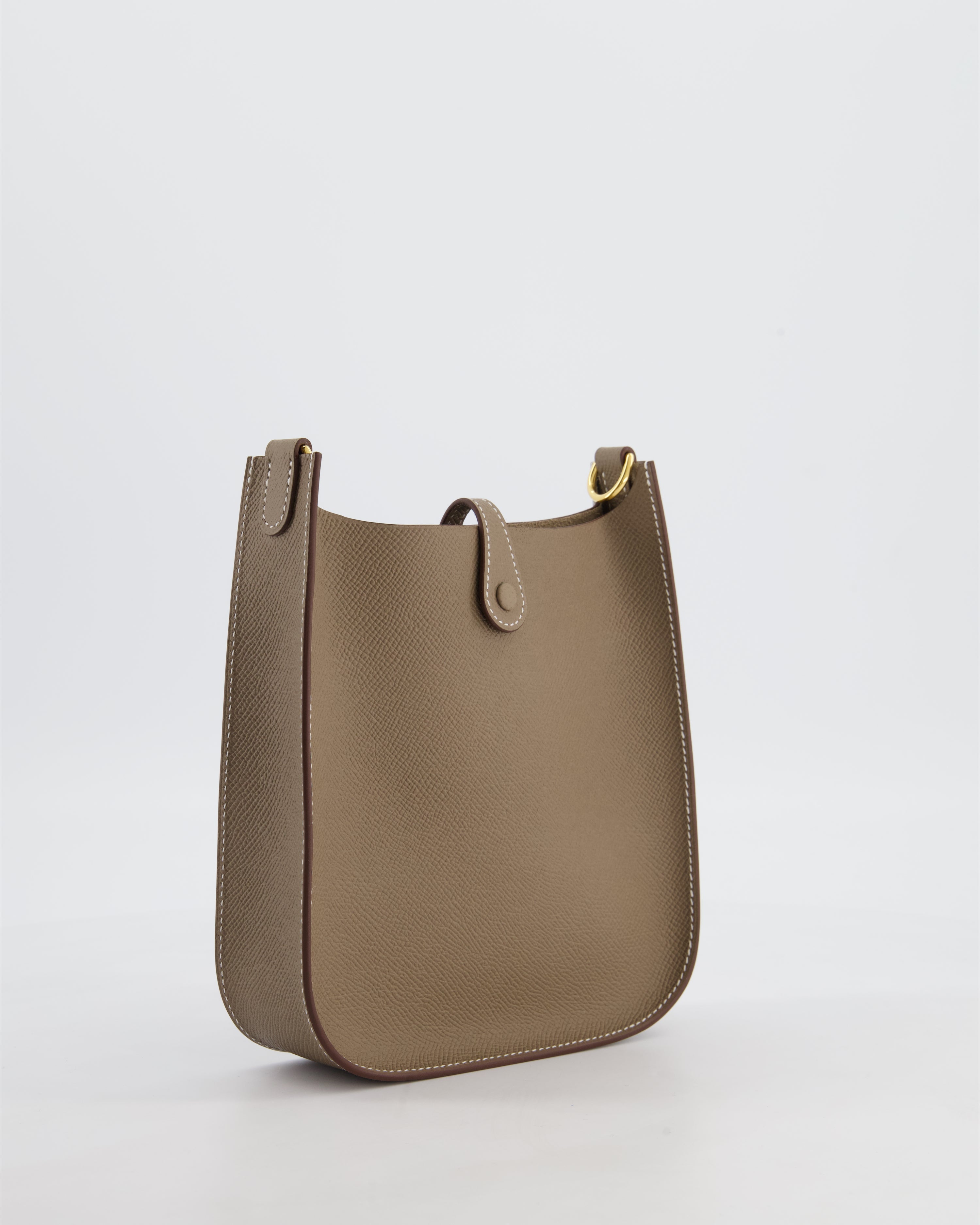 Hermès Mini Evelyne Sellier Bag in Etoupe Epsom Leather with Gold Hardware