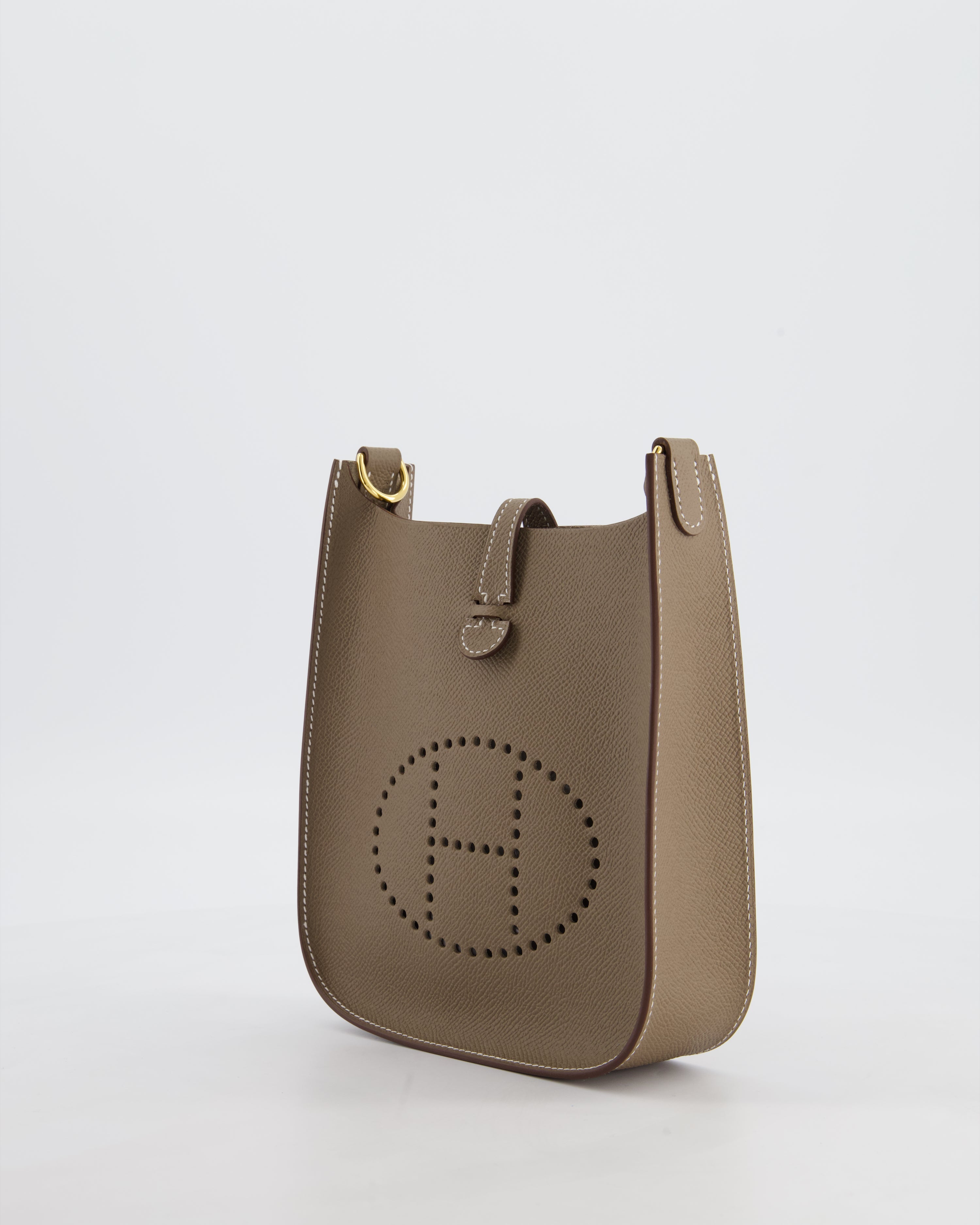 Hermès Mini Evelyne Sellier Bag in Etoupe Epsom Leather with Gold Hardware