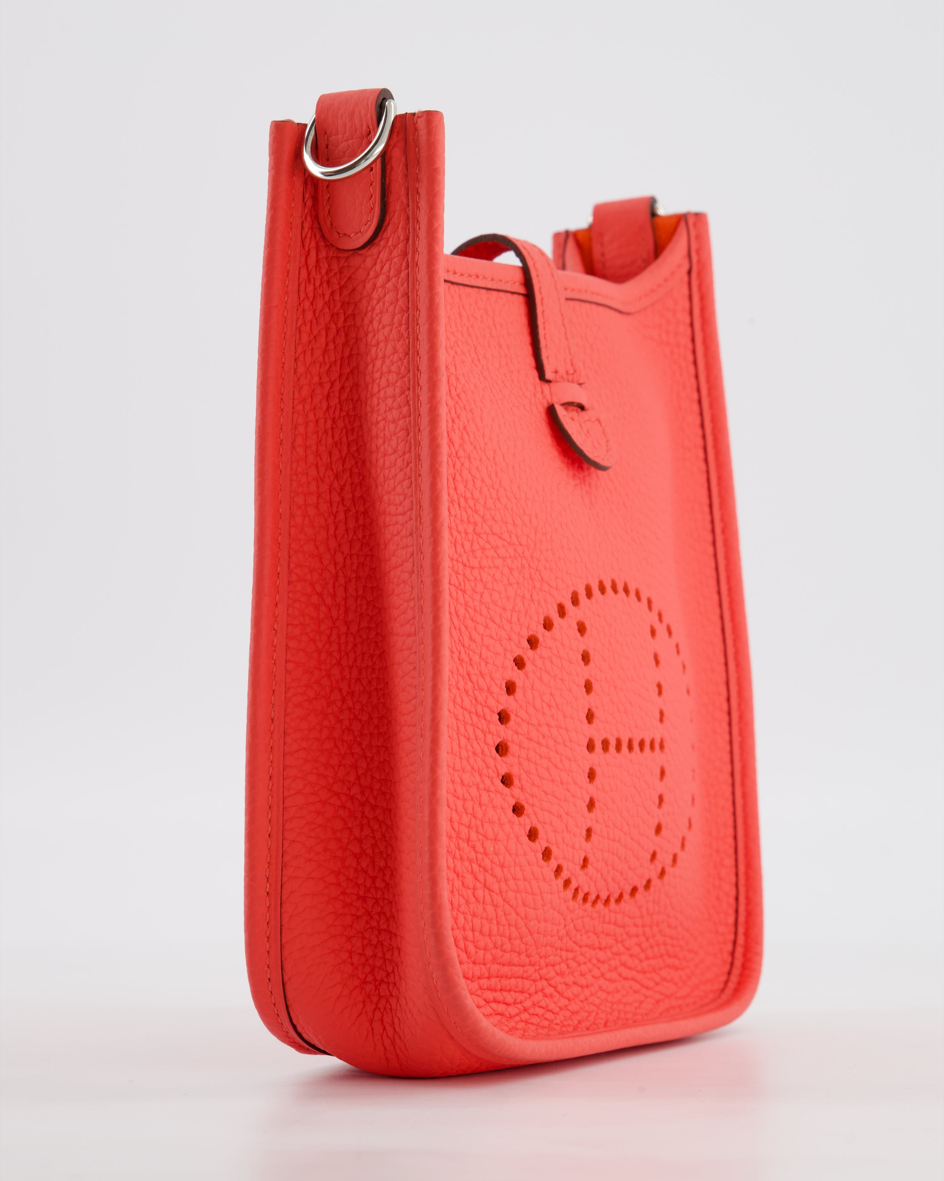 Hermès Mini Evelyne Bag in Rose Texas Clemence Leather with Palladium Hardware