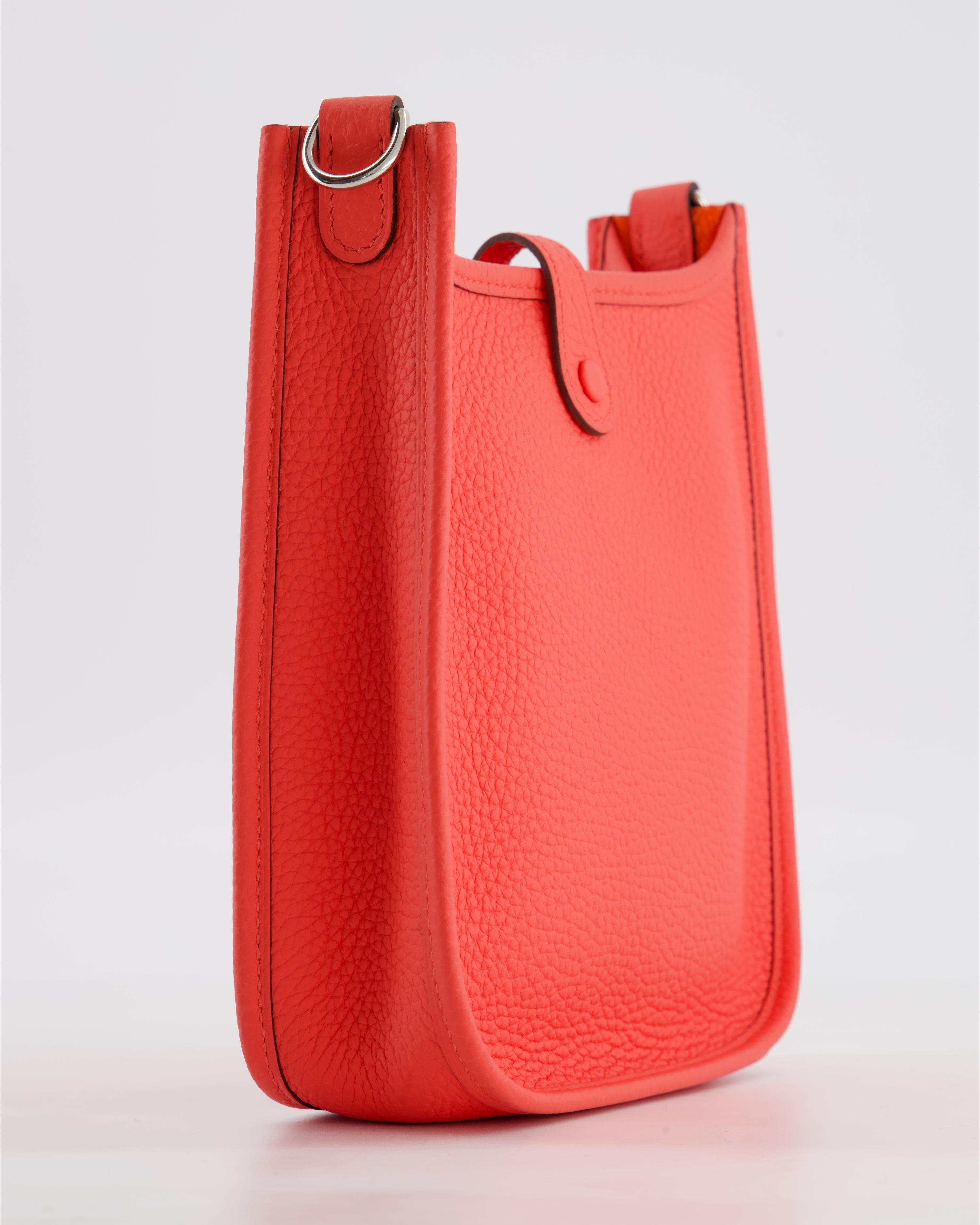 Hermès Mini Evelyne Bag in Rose Texas Clemence Leather with Palladium Hardware
