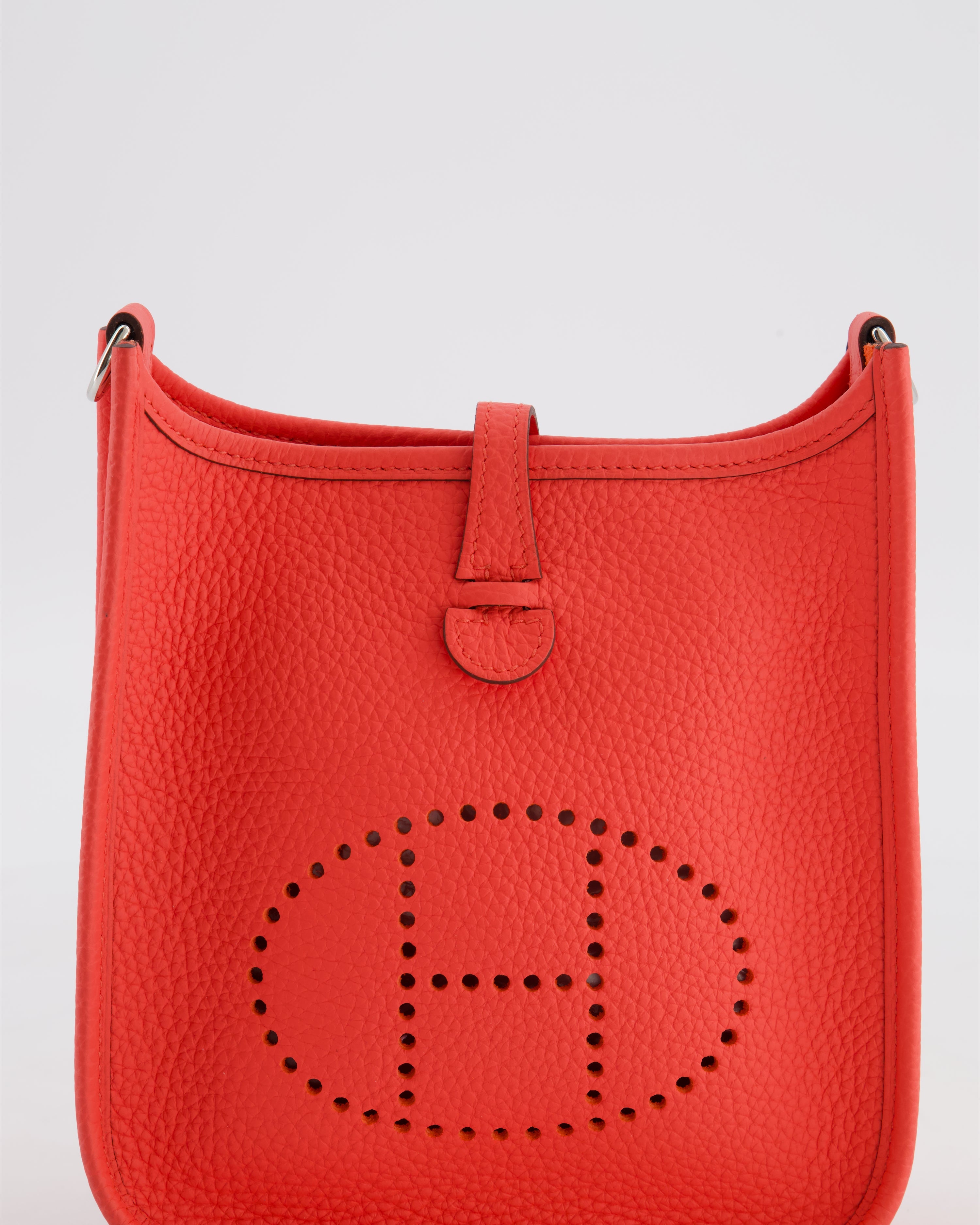 Hermès Mini Evelyne Bag in Rose Texas Clemence Leather with Palladium Hardware