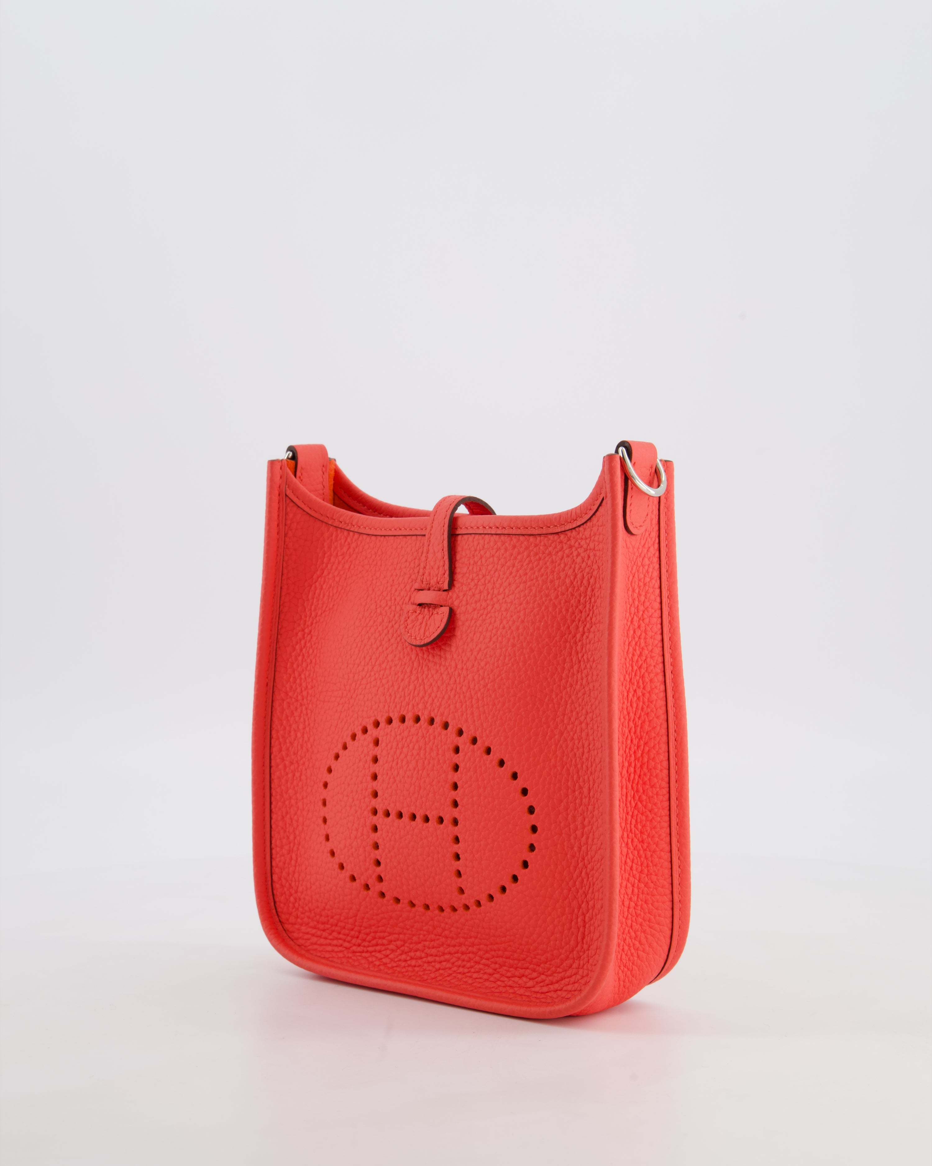 Hermès Mini Evelyne Bag in Rose Texas Clemence Leather with Palladium Hardware