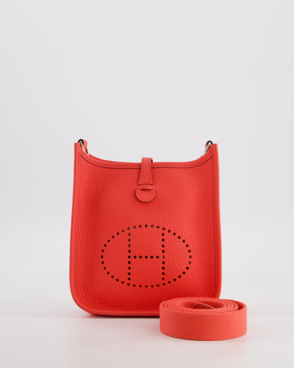 Hermès Mini Evelyne Bag in Rose Texas Clemence Leather with Palladium Hardware