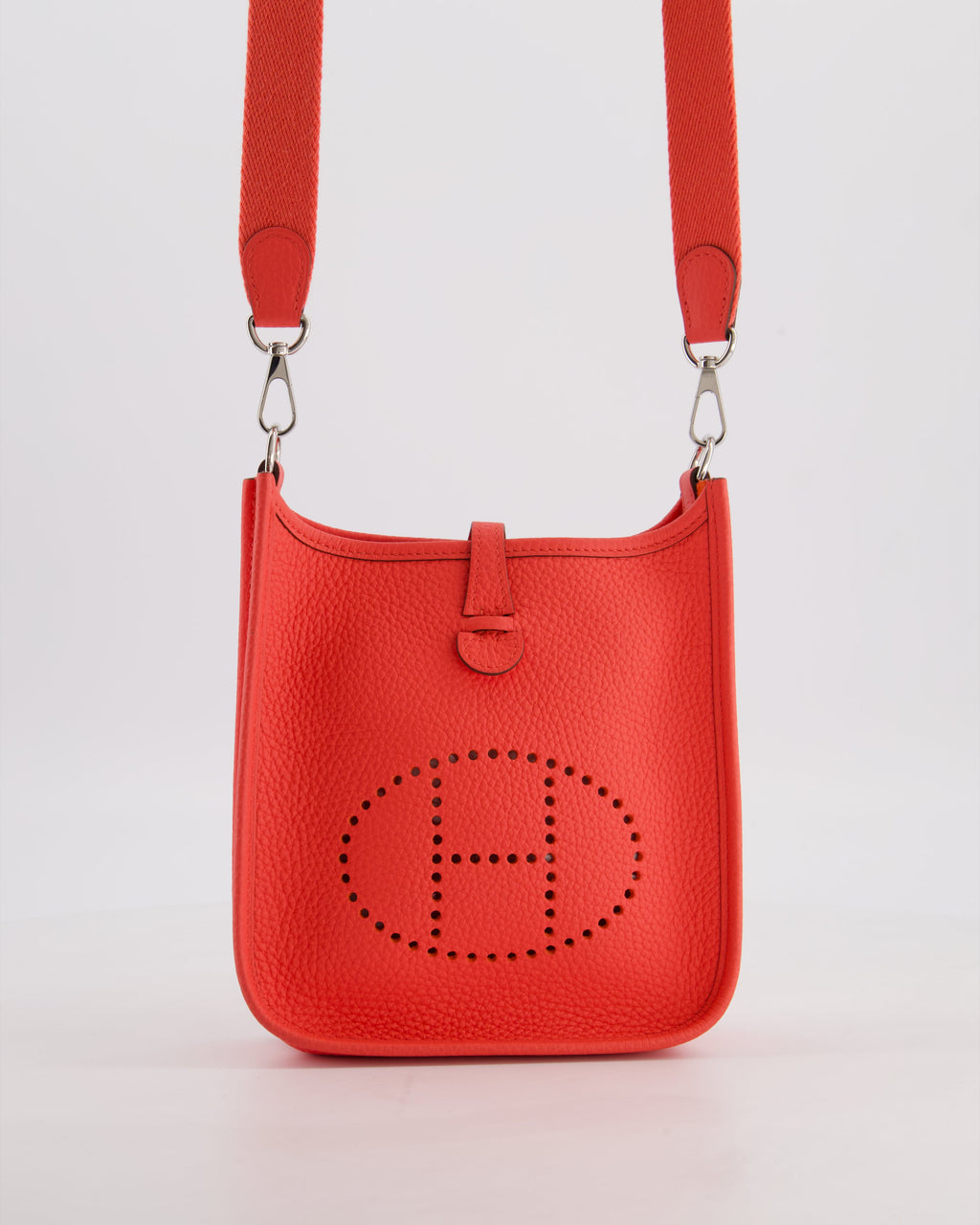 Hermès Mini Evelyne Bag in Rose Texas Clemence Leather with Palladium Hardware