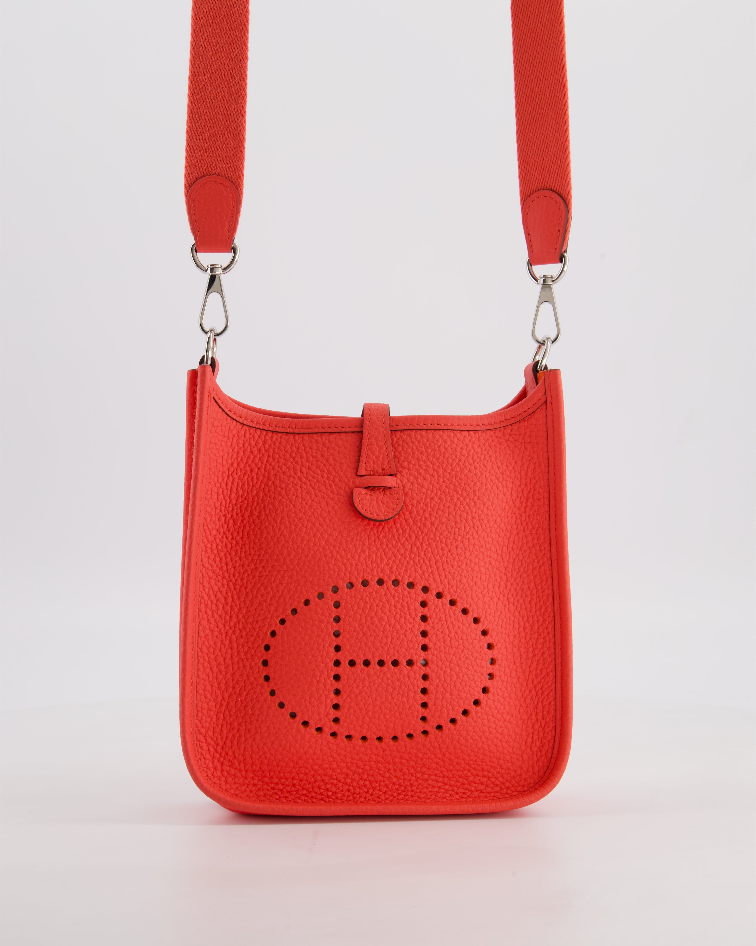 Hermès Mini Evelyne Bag in Rose Texas Clemence Leather with Palladium Hardware