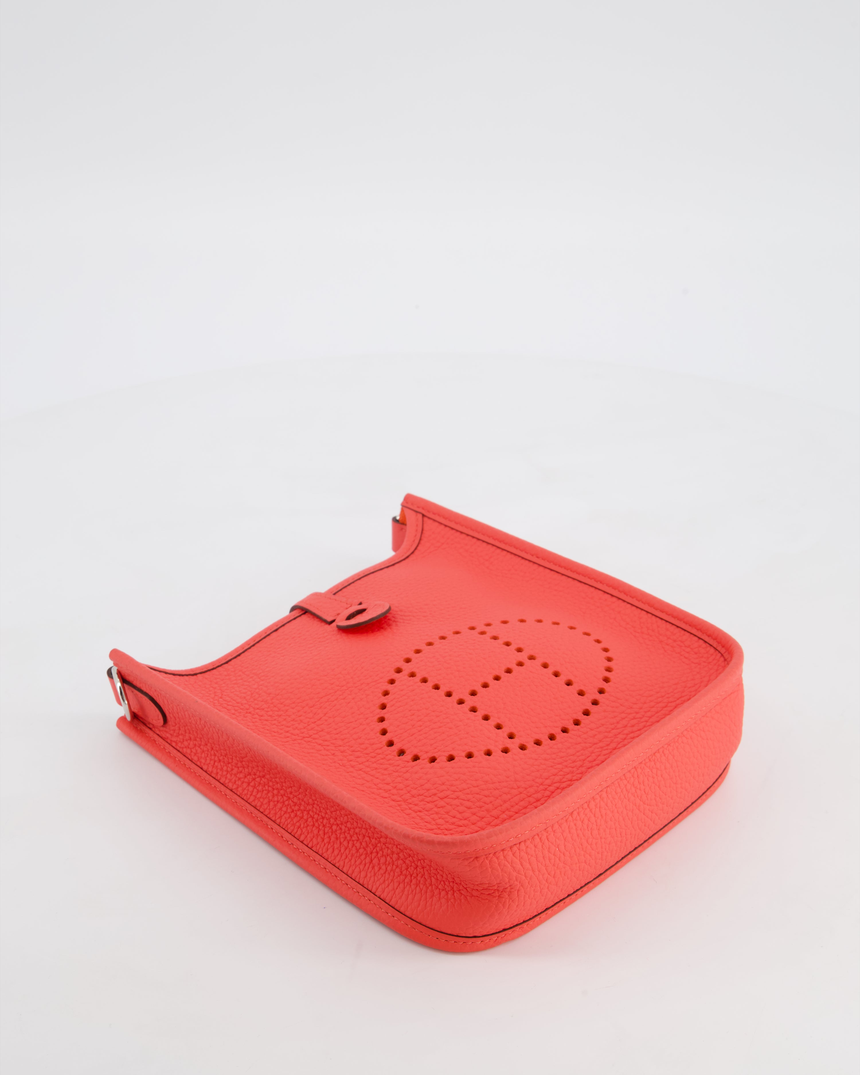 Hermès Mini Evelyne Bag in Rose Texas Clemence Leather with Palladium Hardware