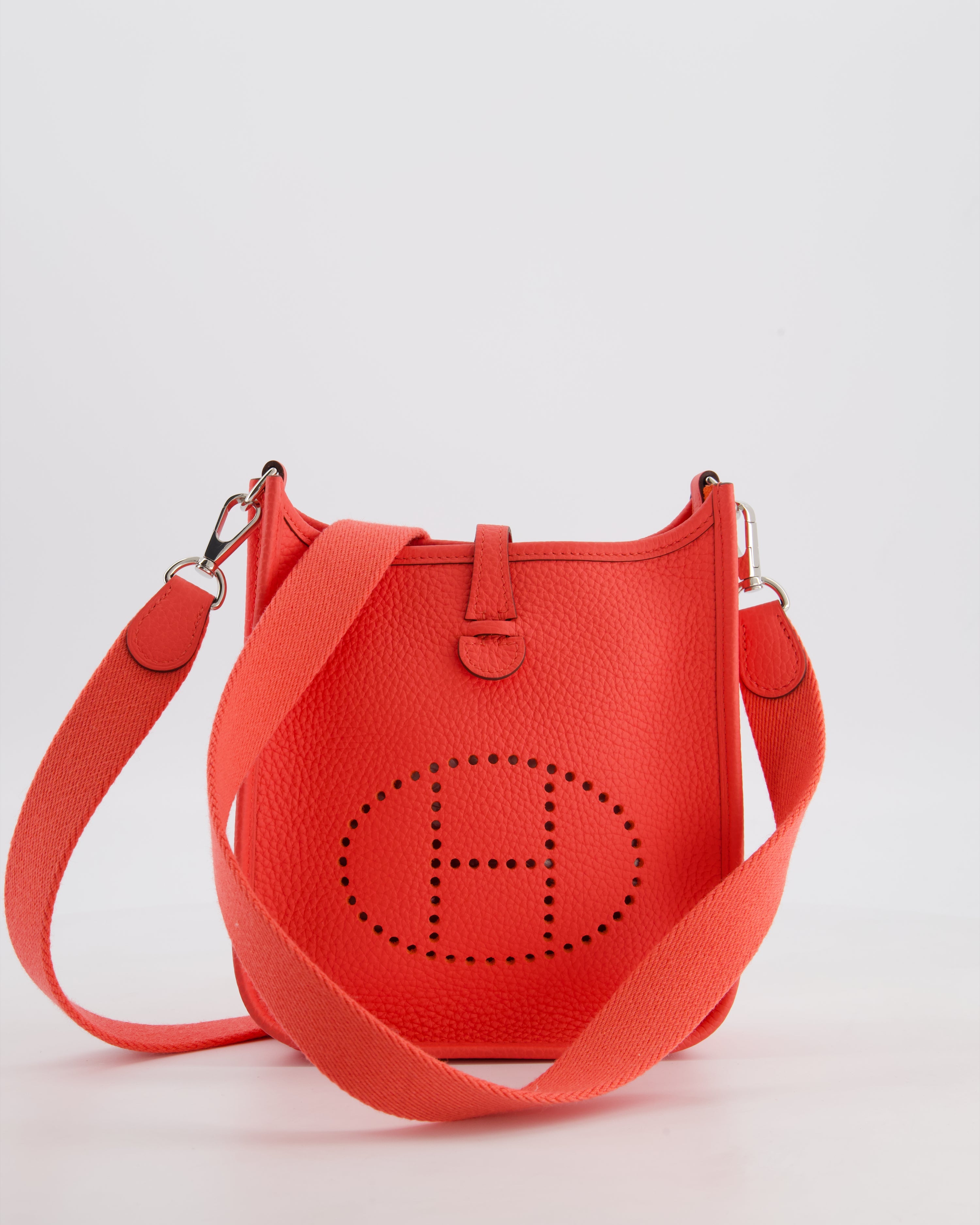 Hermès Mini Evelyne Bag in Rose Texas Clemence Leather with Palladium Hardware
