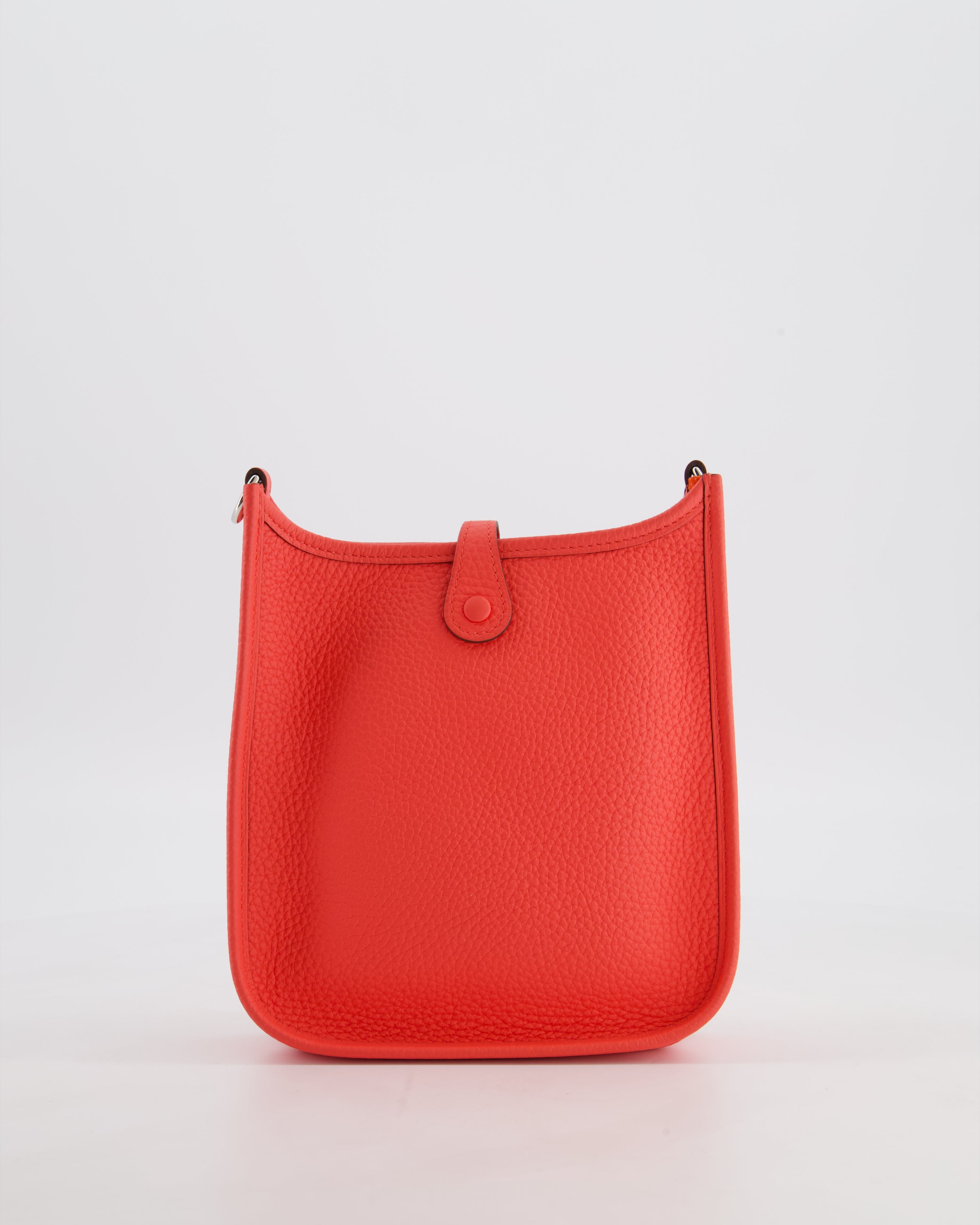 Hermès Mini Evelyne Bag in Rose Texas Clemence Leather with Palladium Hardware