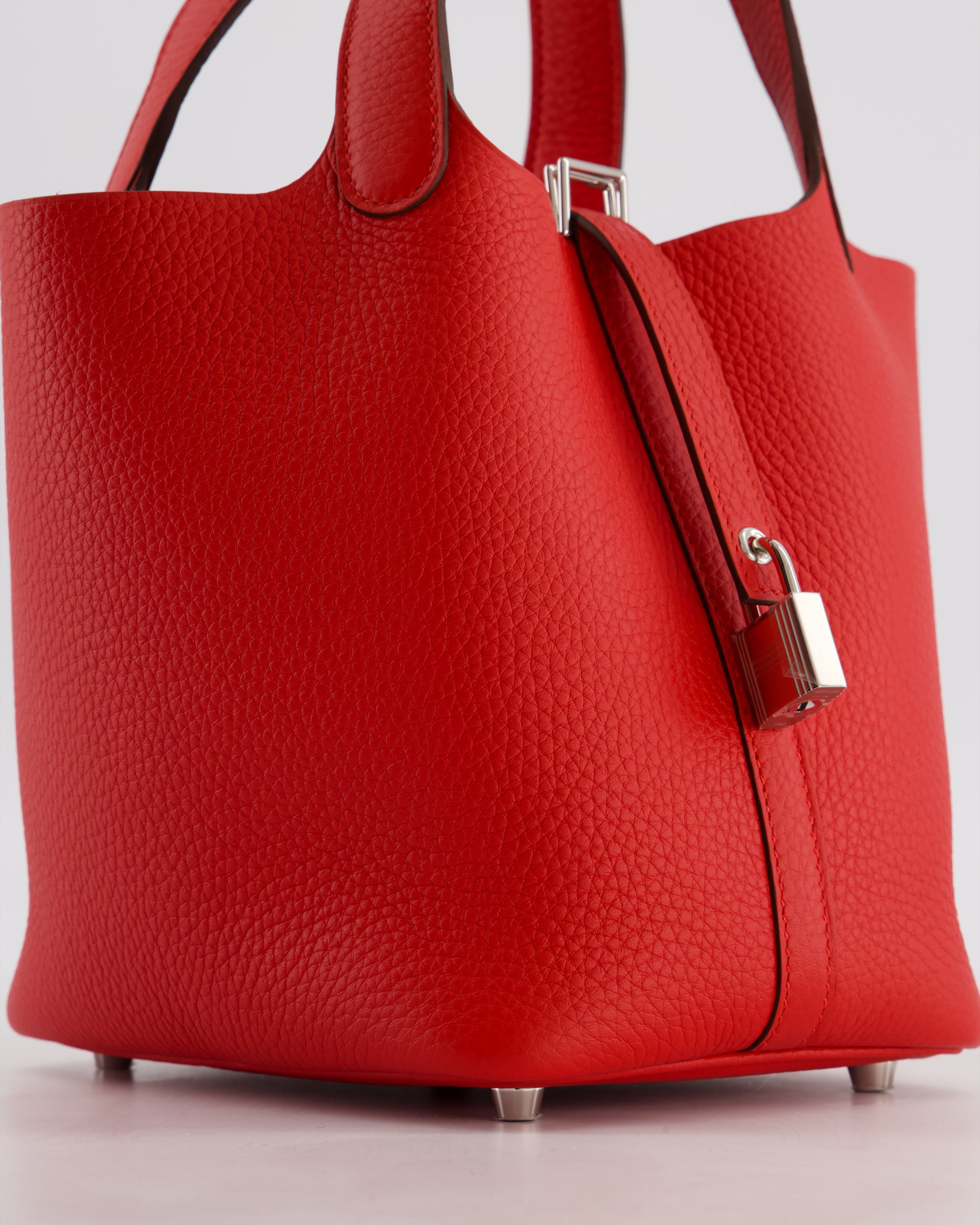 Hermès Picotin Lock 18 Bag in Rouge Radieux Clemence Leather with Palladium Hardware